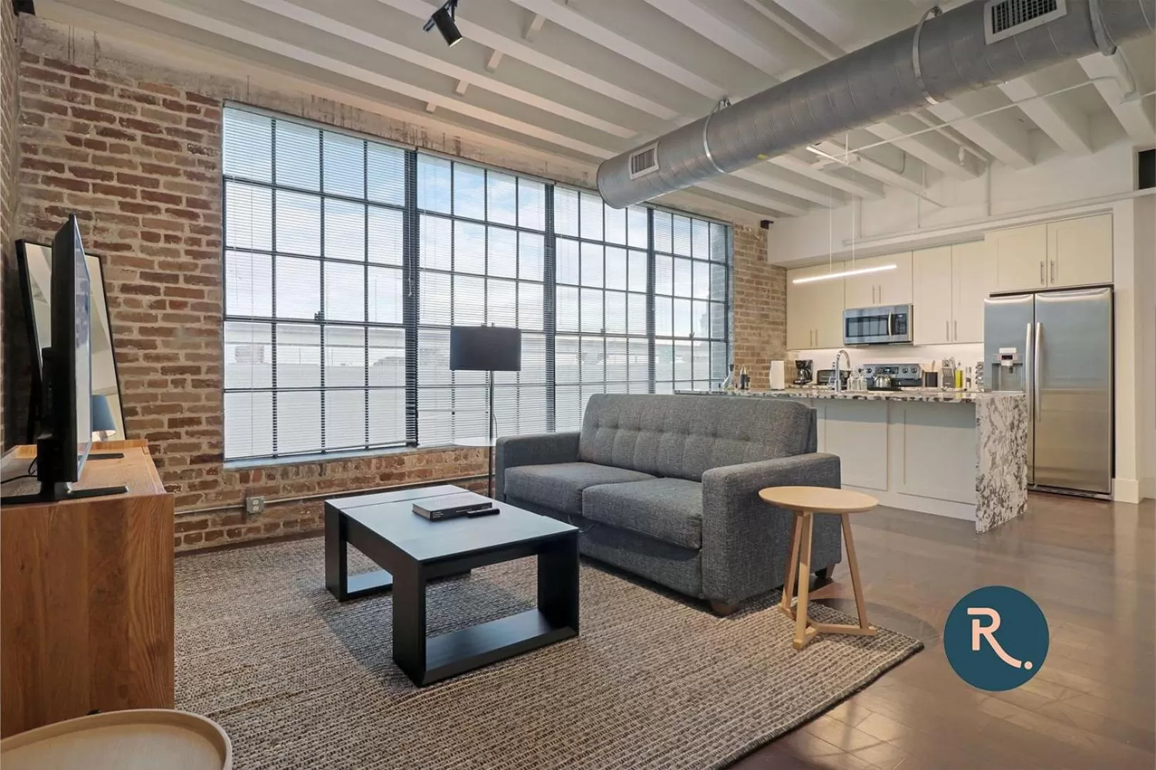 Living room in Roami at Motorworks