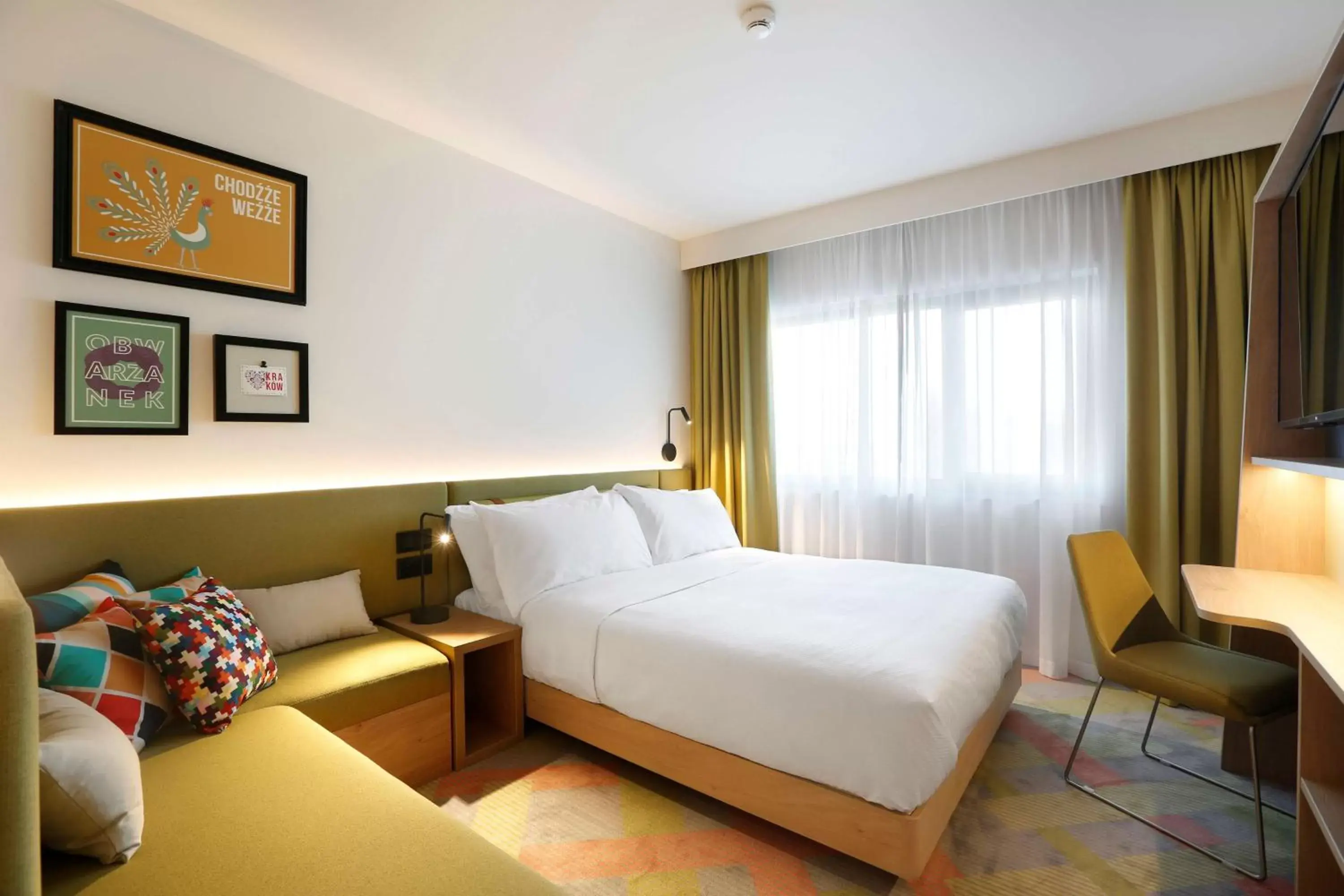 Living room, Bed in Hampton by Hilton Krakow Airport