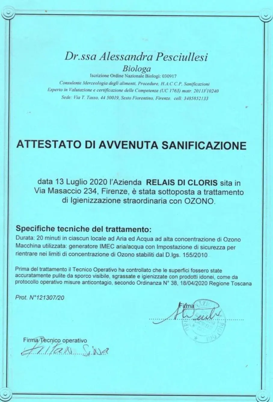 Logo/Certificate/Sign in Relais La Corte di Cloris