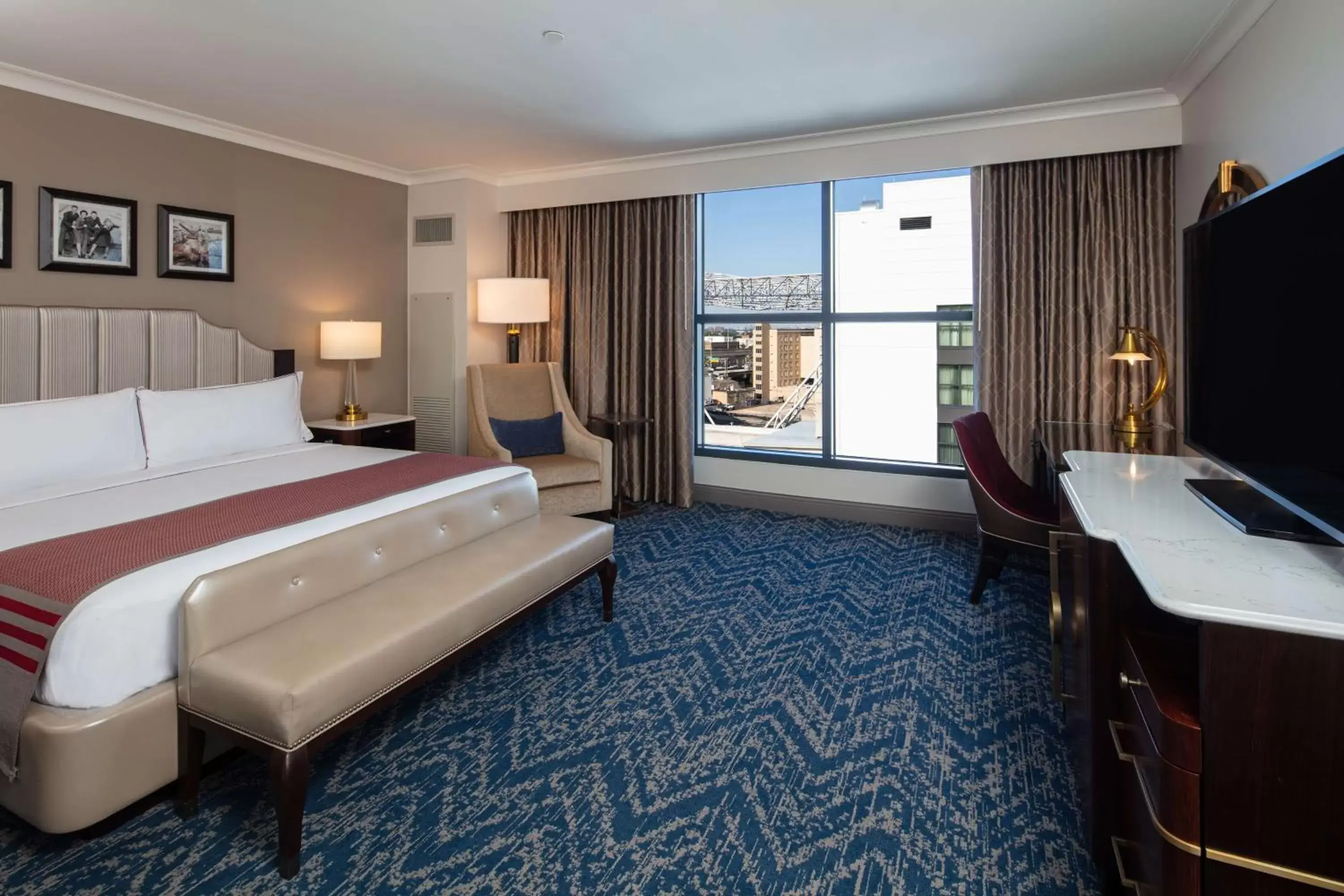 Bedroom, Bed in The Higgins Hotel New Orleans, Curio Collection by Hilton Bedroom, Bed in The Higgins Hotel New Orleans, Curio Collection by Hilton