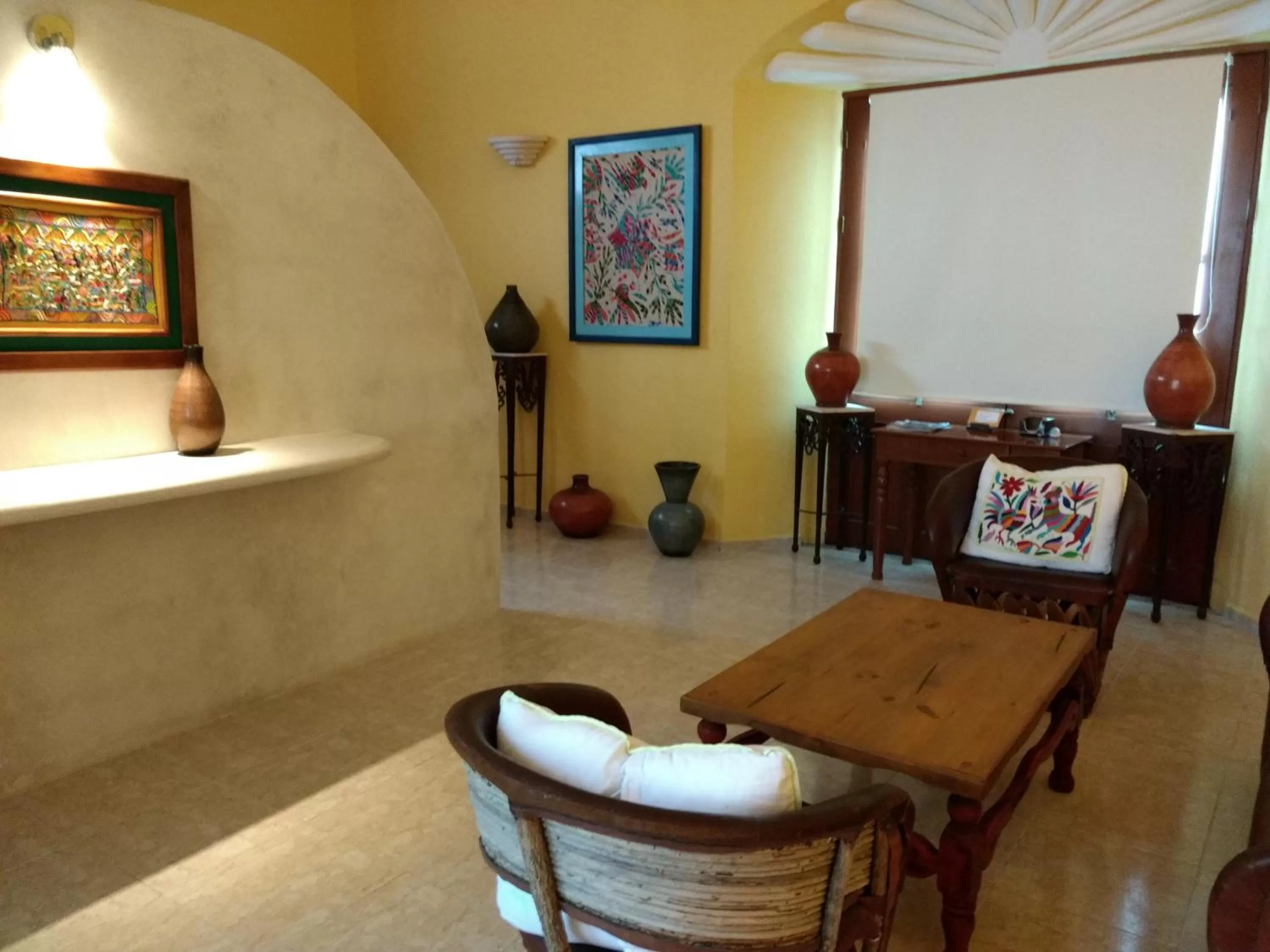 Seating area in Casa Quetzal Hotel