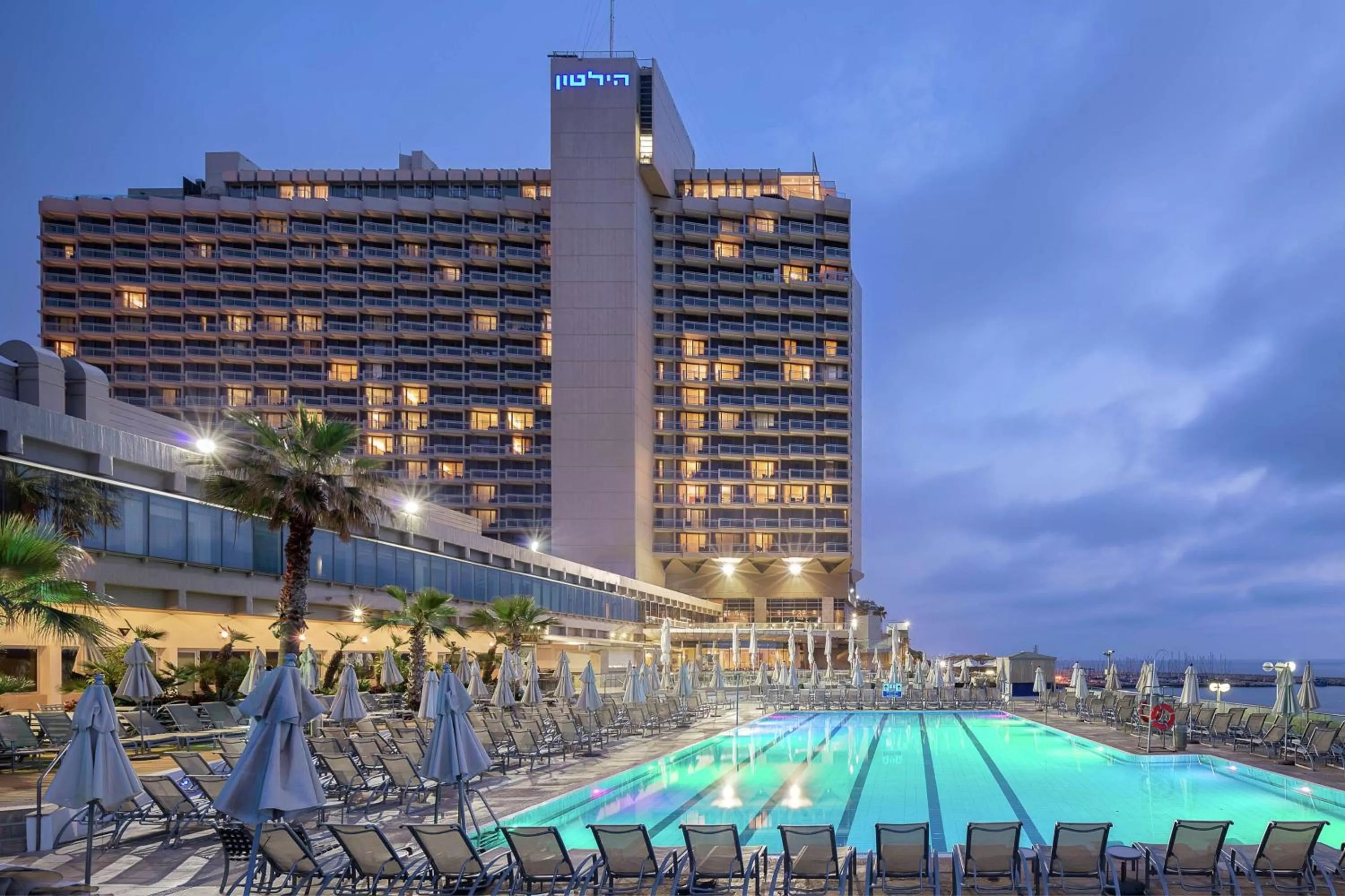 Pool view in Hilton Tel Aviv Hotel