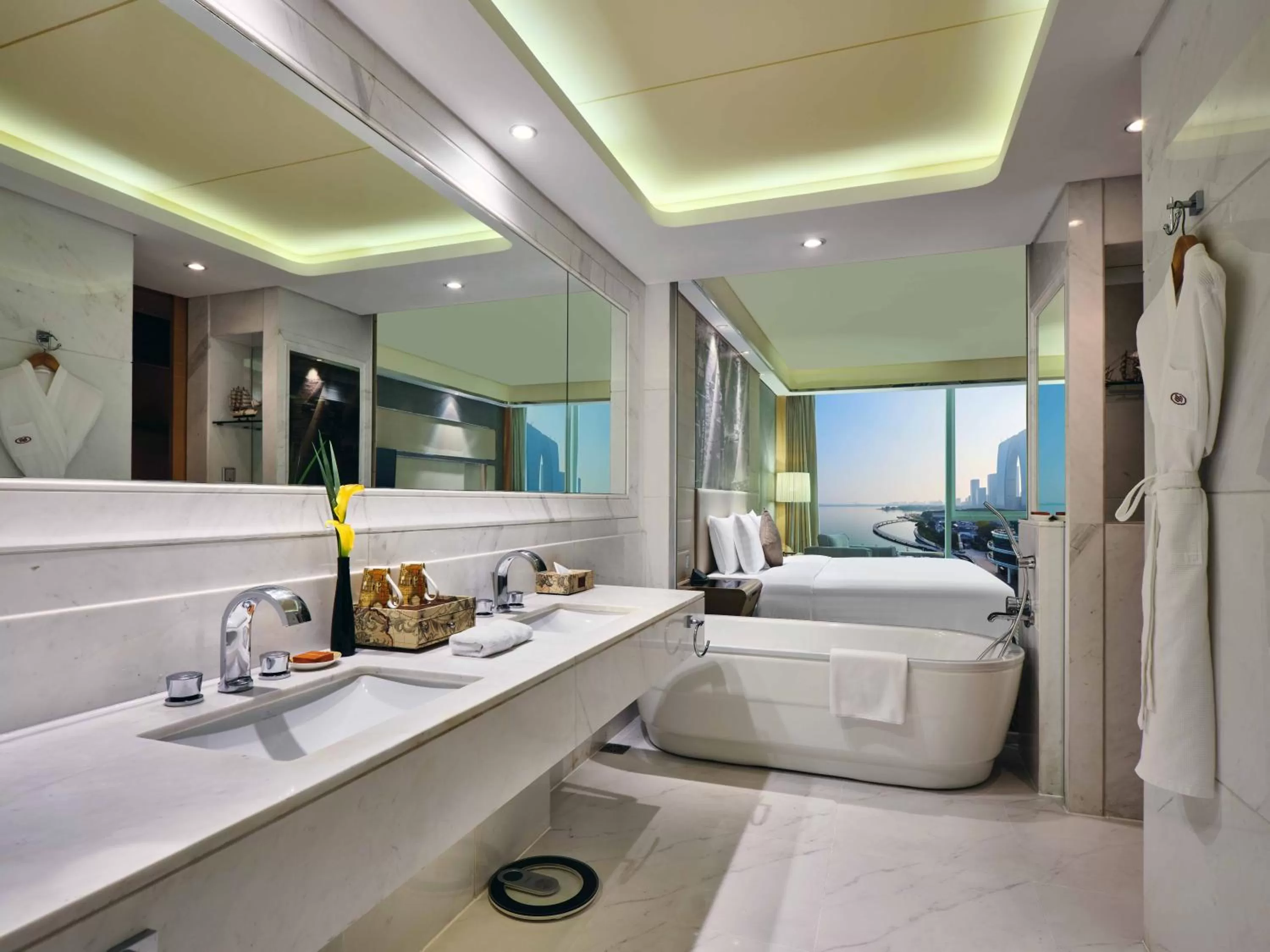 Bathroom, Bed in Crowne Plaza Suzhou by IHG