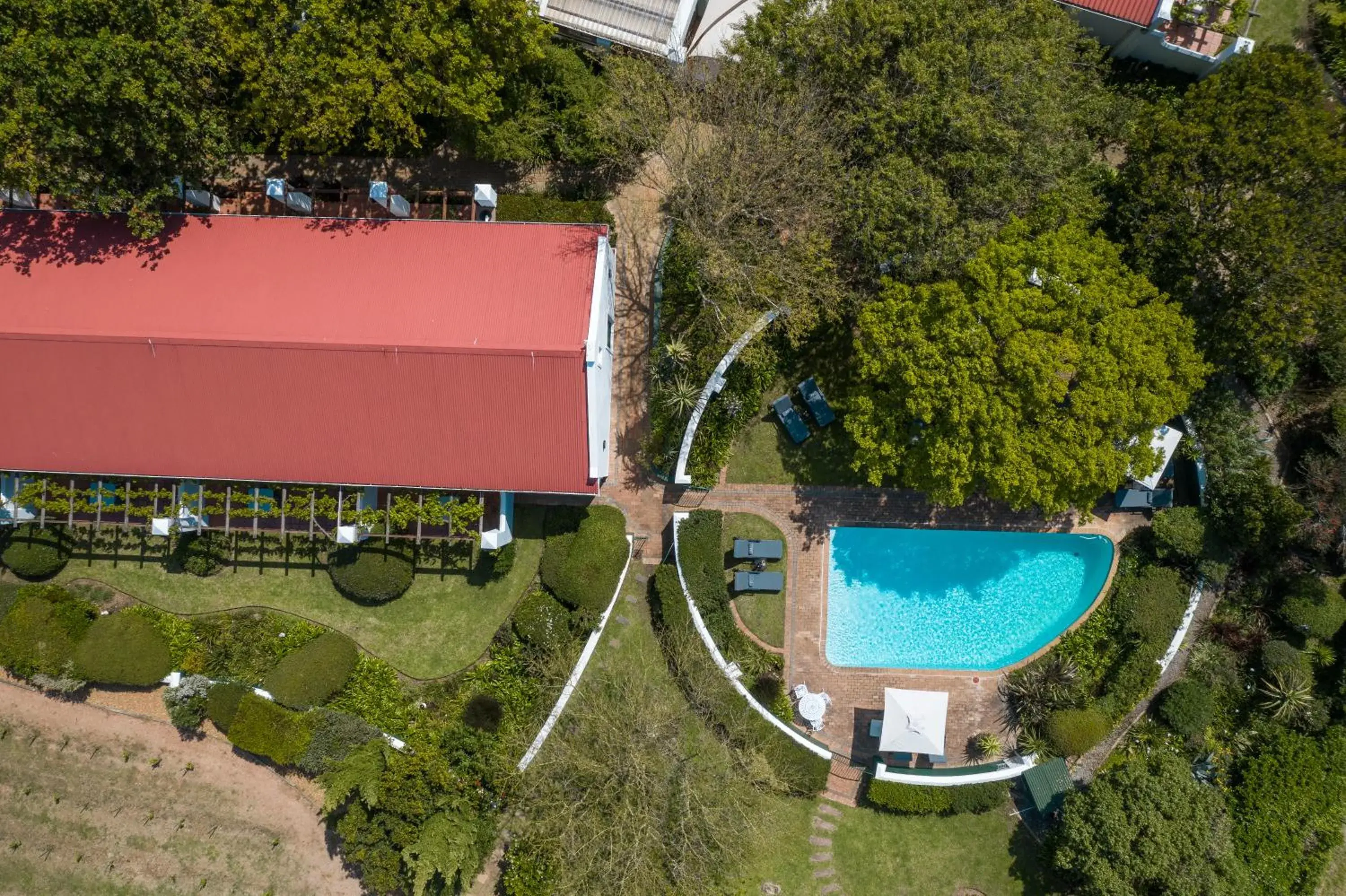 Swimming pool, Bird's-eye View in Eikendal Lodge