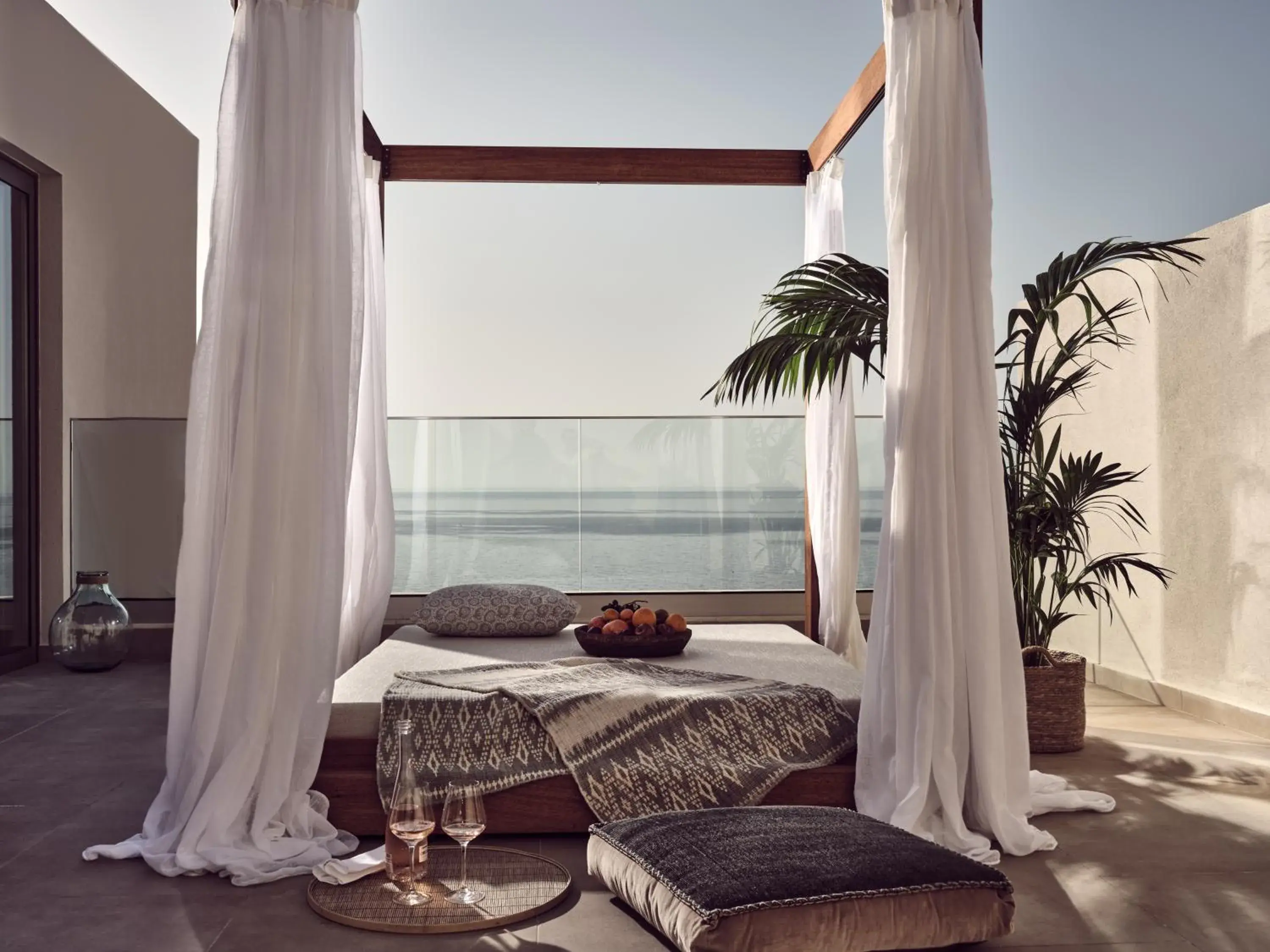 Balcony/Terrace, Bed in The Royal Senses Resort Crete, Curio Collection by Hilton