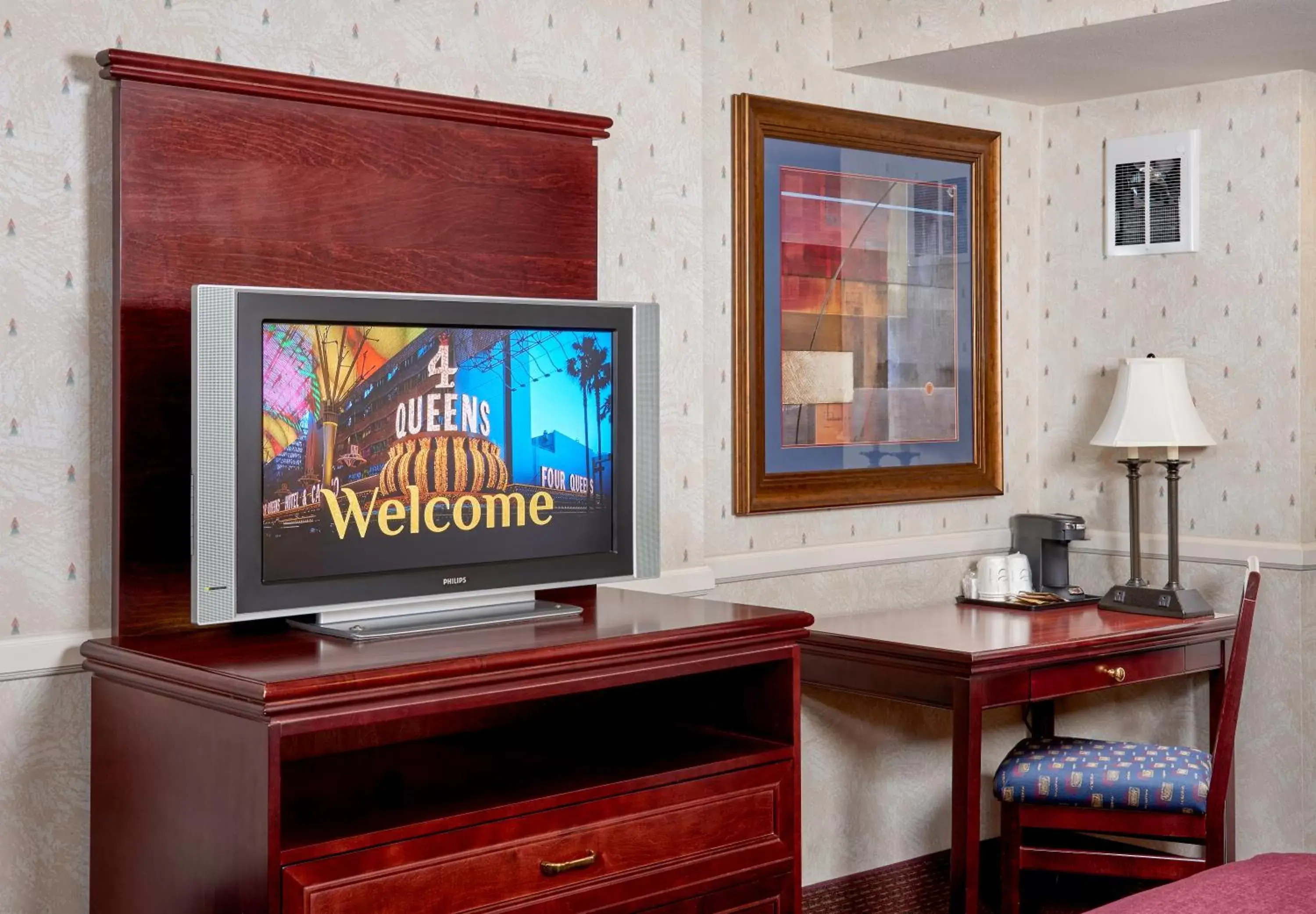 Bedroom, TV/Entertainment Center in Four Queens Hotel and Casino