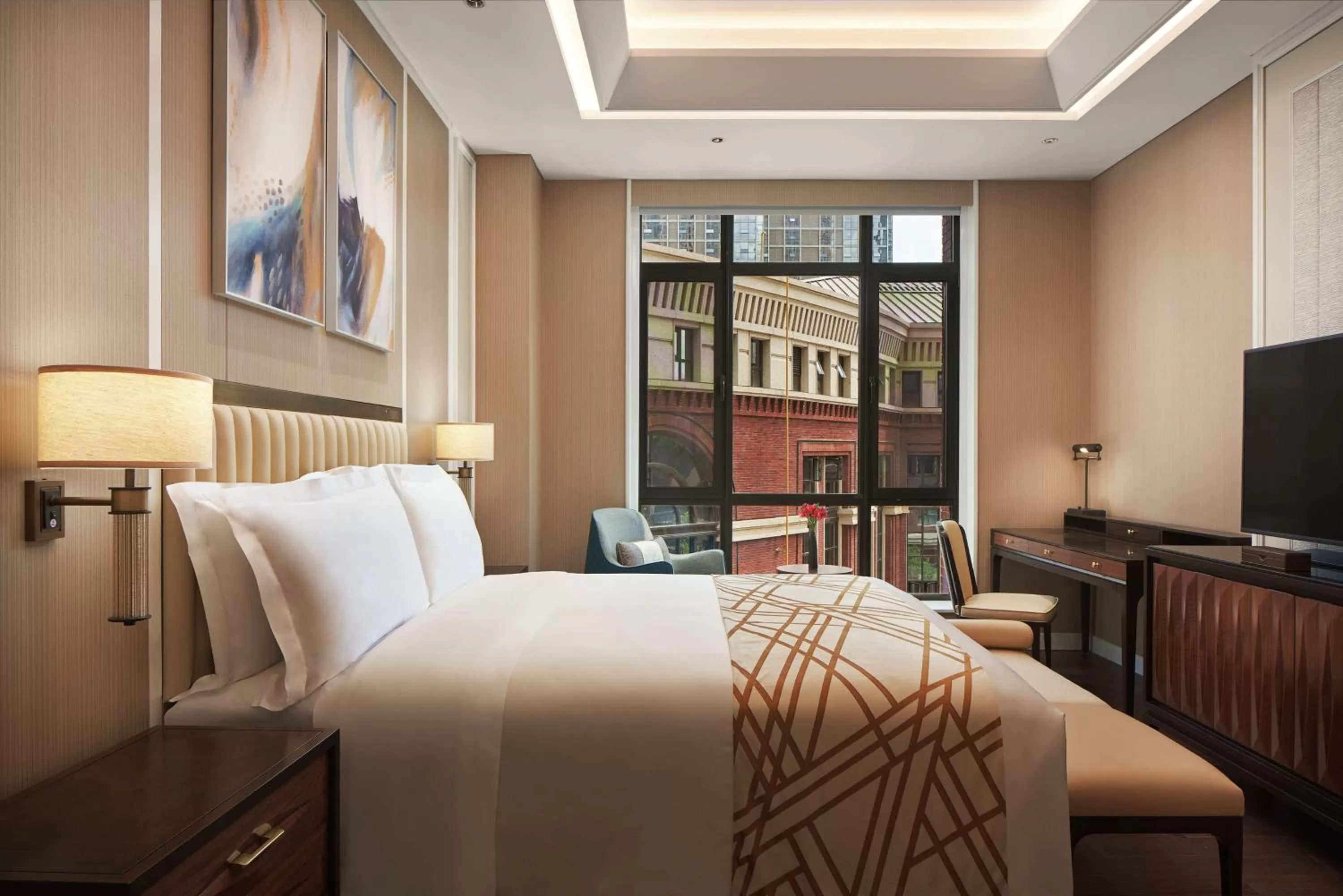 Living room, Bed in Conrad Tianjin