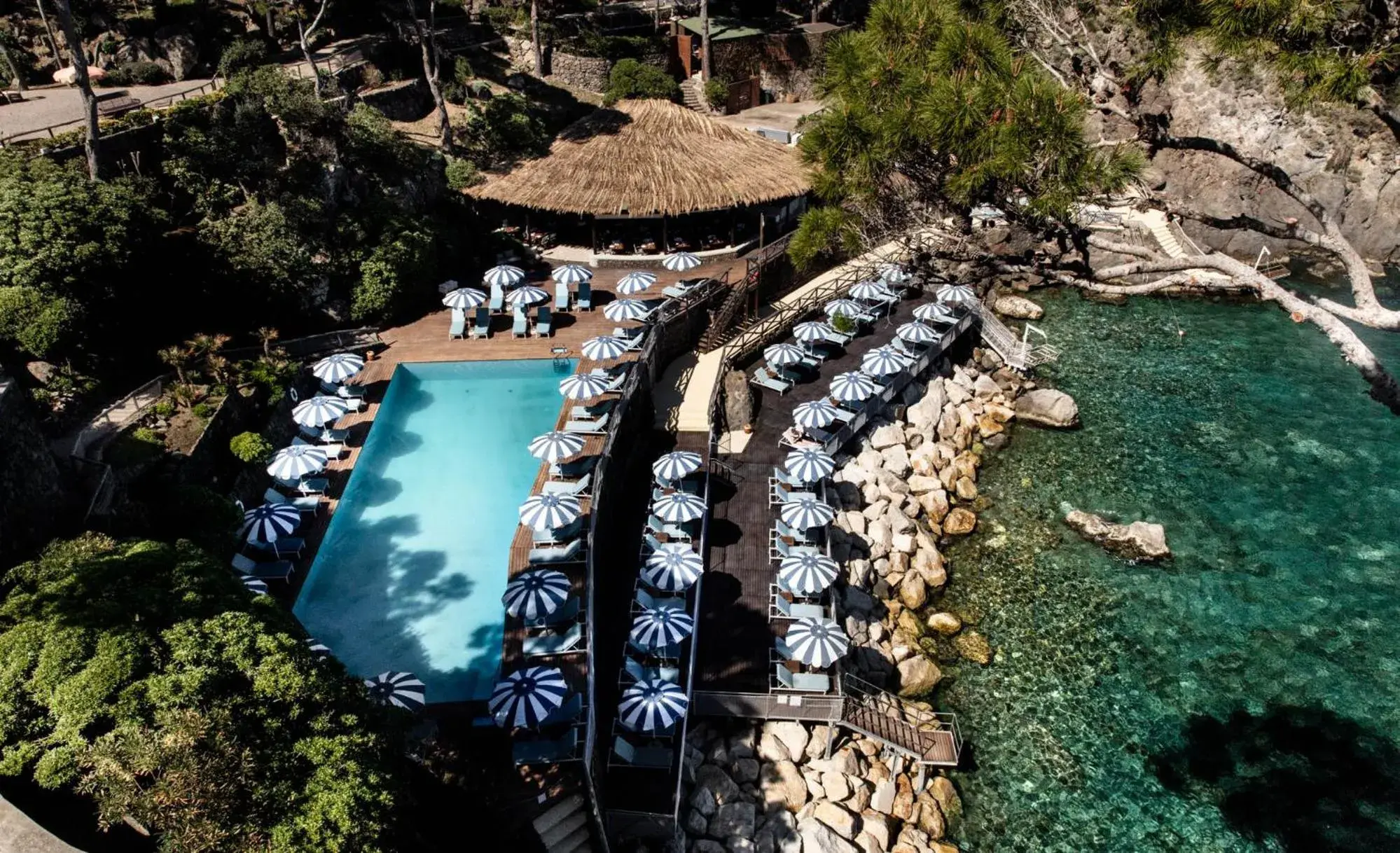 Swimming pool, Bird's-eye View in Mezzatorre Hotel & Thermal Spa