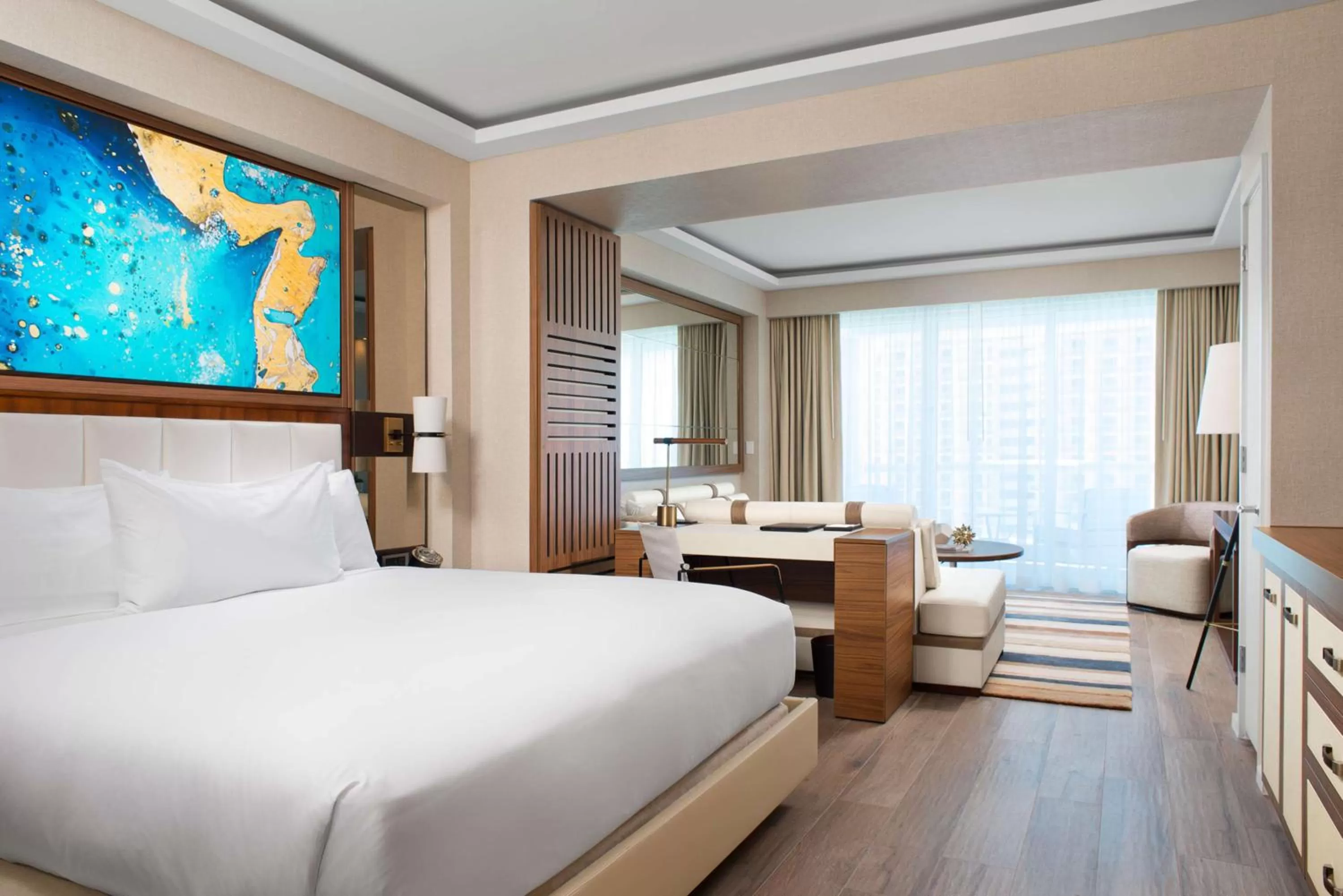 Living room, Bed in Conrad Fort Lauderdale Beach
