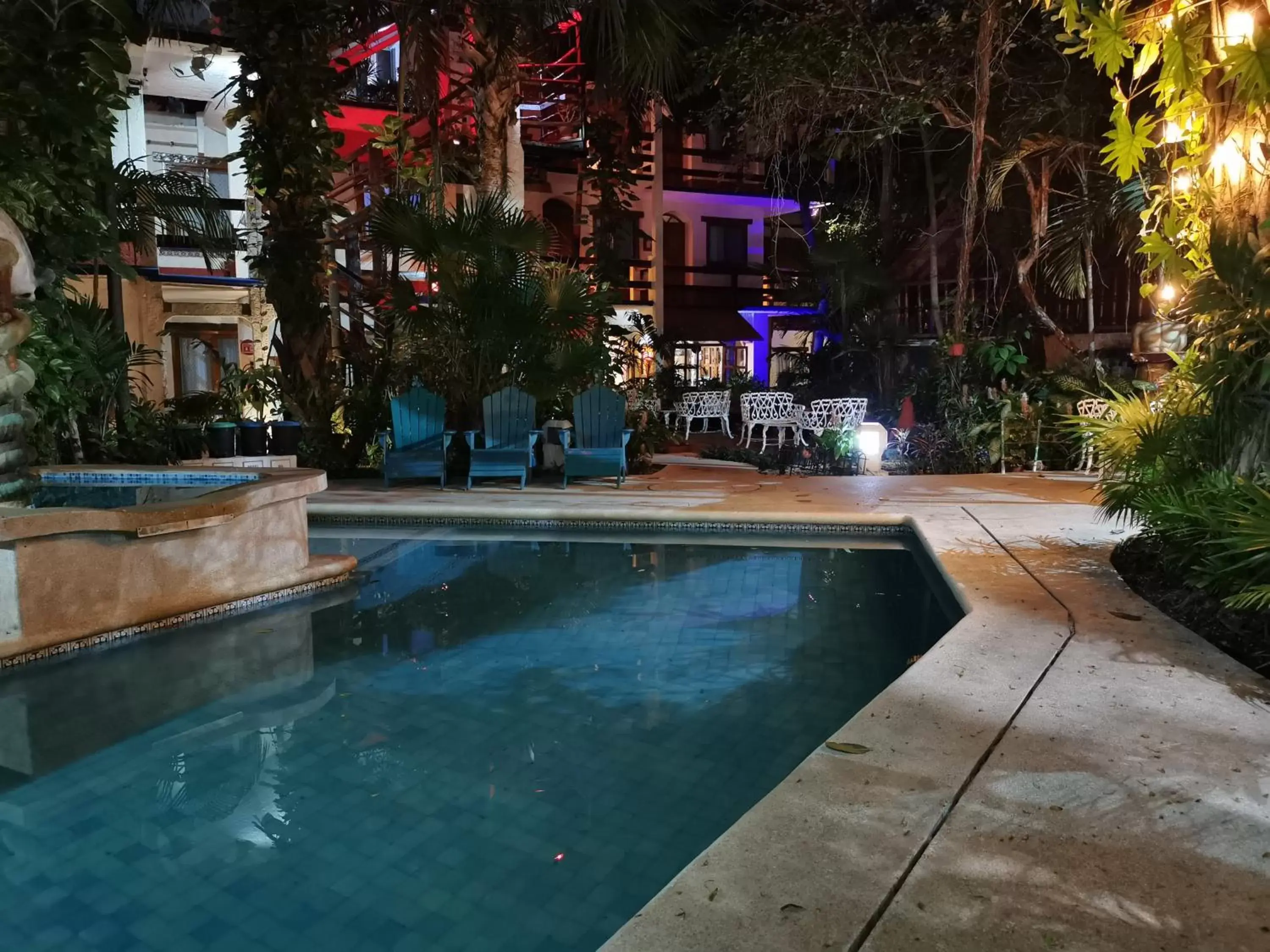 Night, Swimming Pool in Eco-hotel El Rey del Caribe