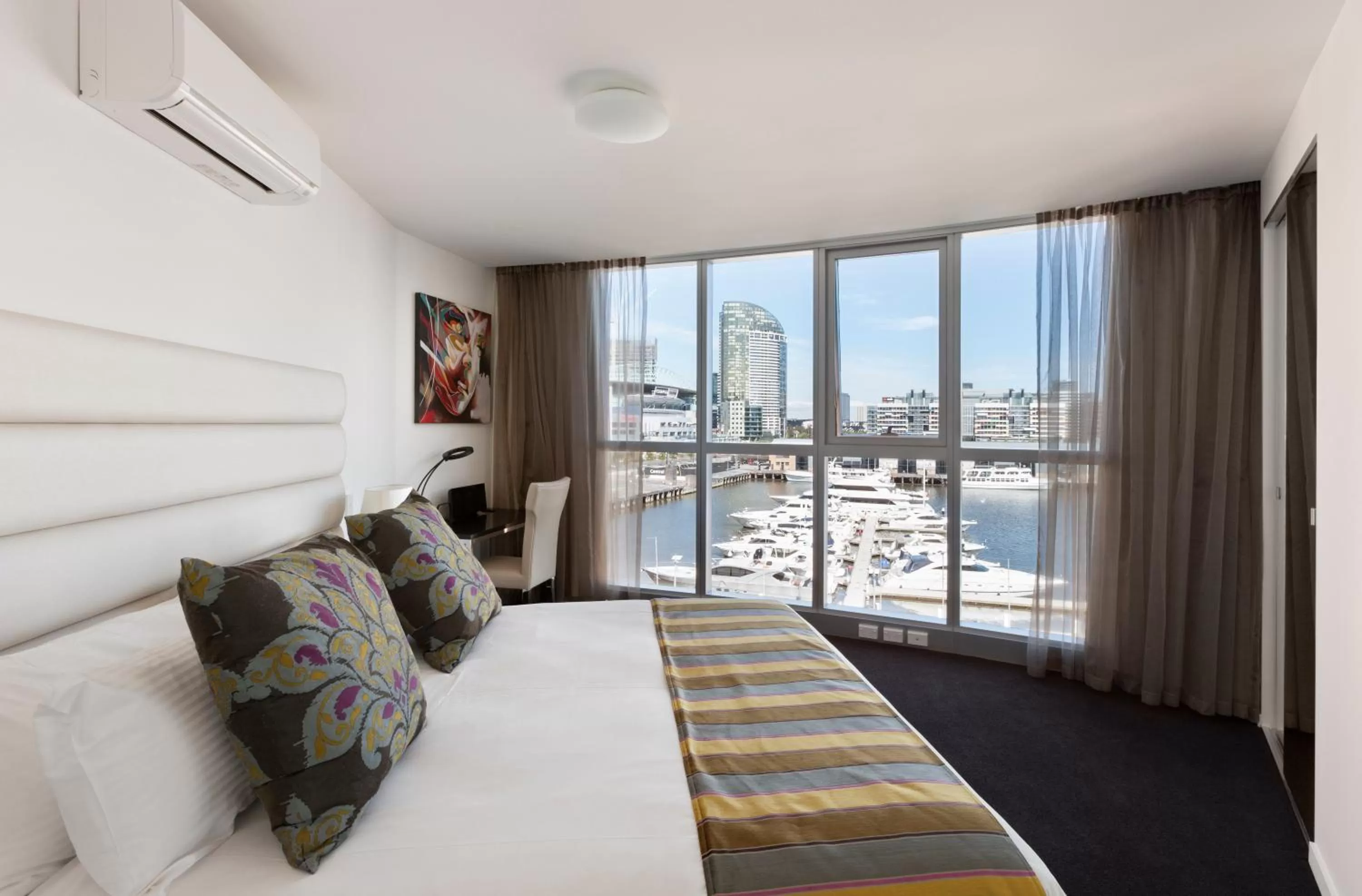 View (from property/room), Bed in The Sebel Melbourne Docklands Hotel