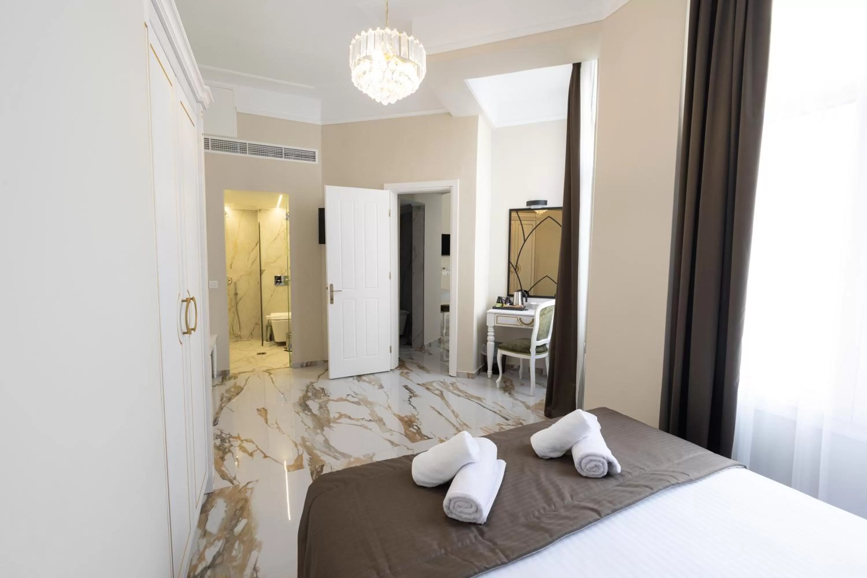 Bed in Modern Revival Luxury Hotel