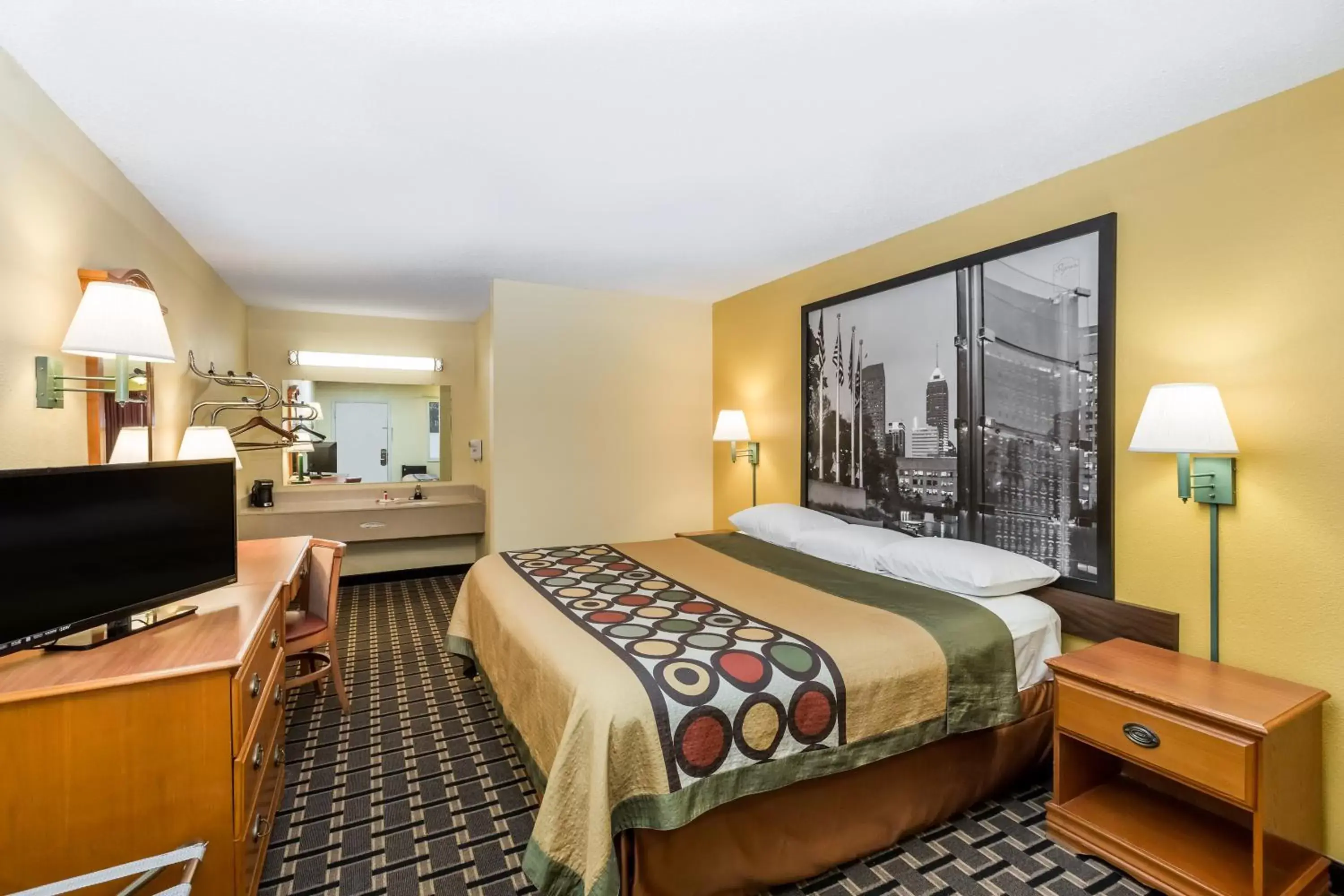 Bed in Super 8 by Wyndham Indianapolis-Southport Rd