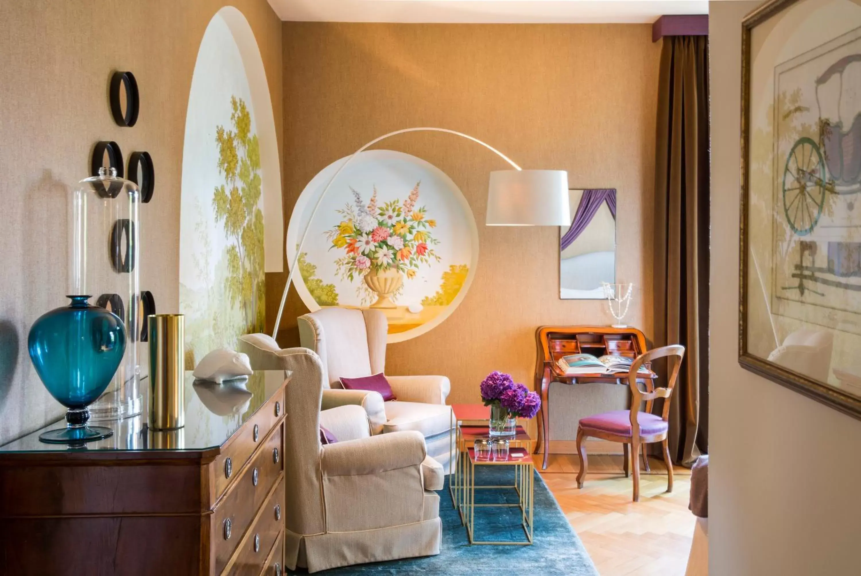 Seating area, Bed in L'Albereta Relais & Chateaux Seating area, Bed in L'Albereta Relais & Chateaux