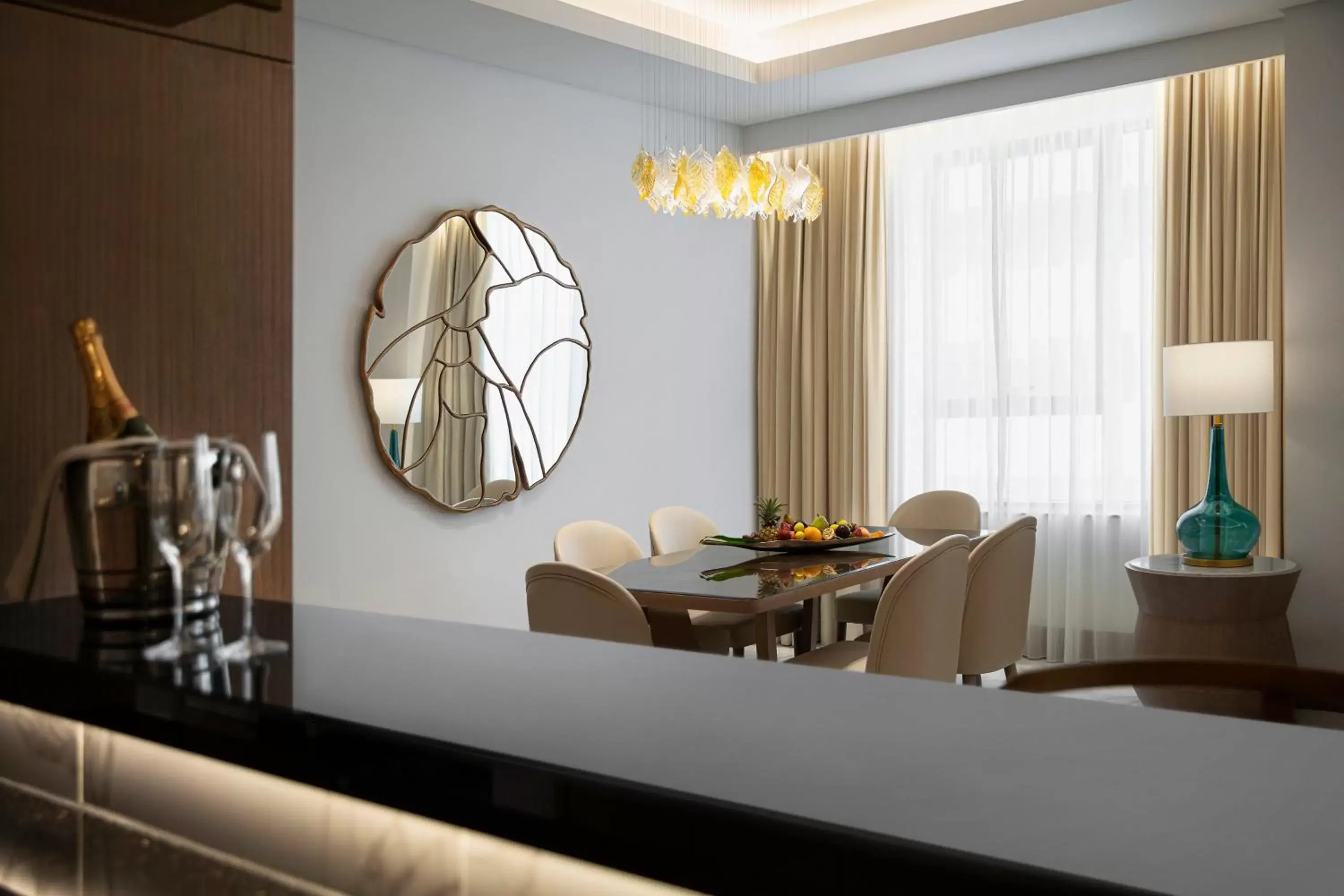 Living room, Restaurant/Places to Eat in Al Jaddaf Rotana Suite Hotel