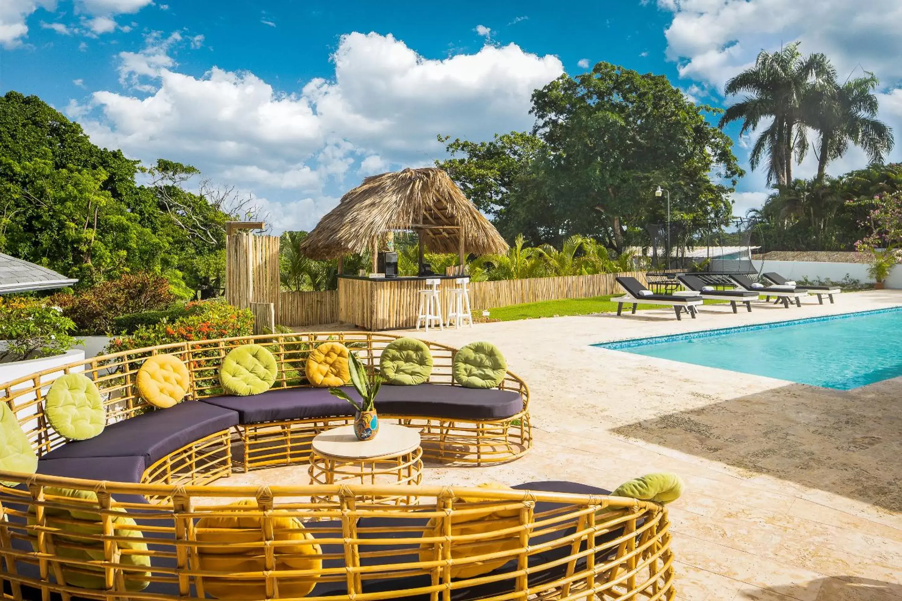 Patio, Swimming Pool in El Encuentro Surf Lodge