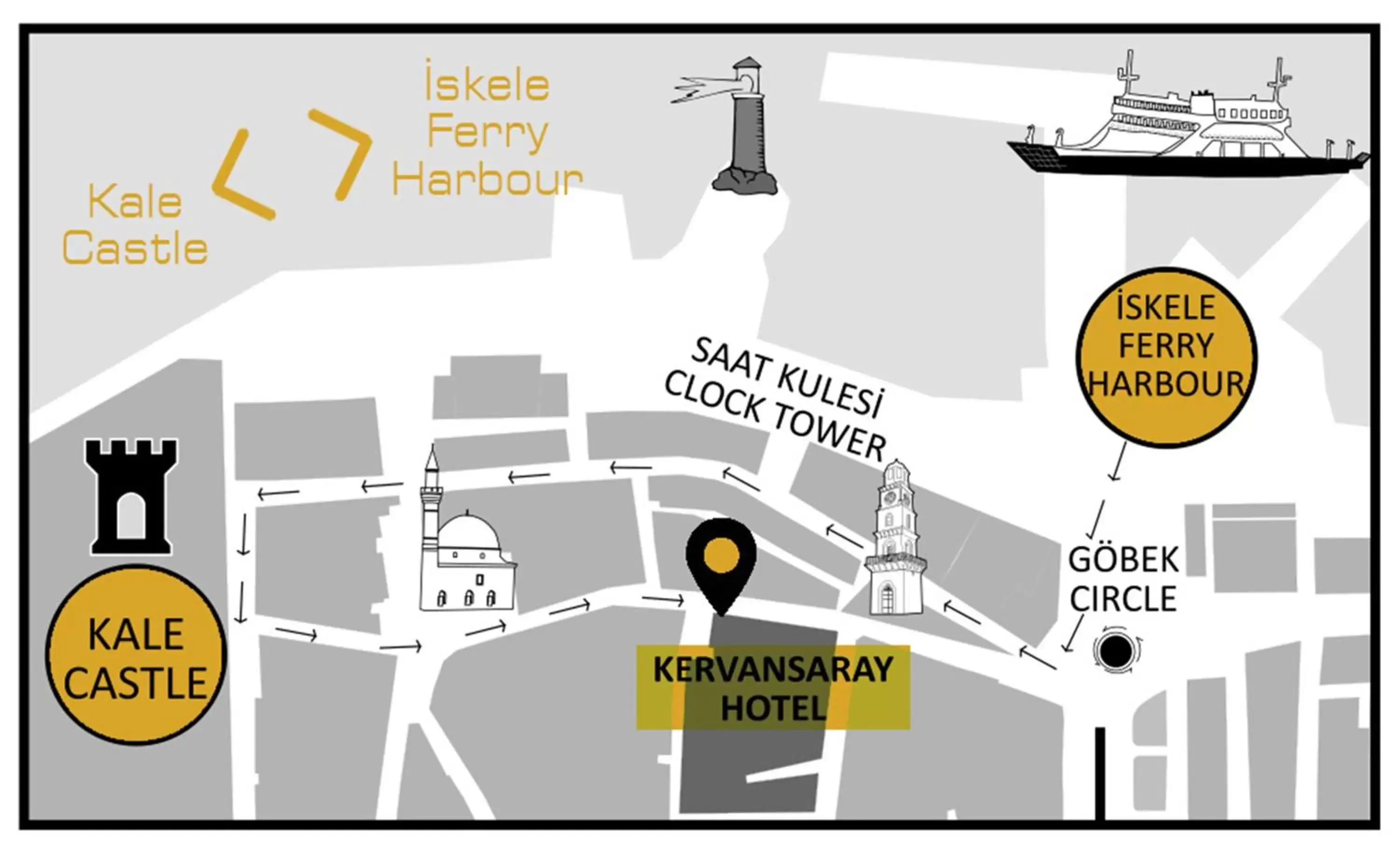 Bird's eye view, Floor Plan in Kervansaray Canakkale Hotel - Special Category