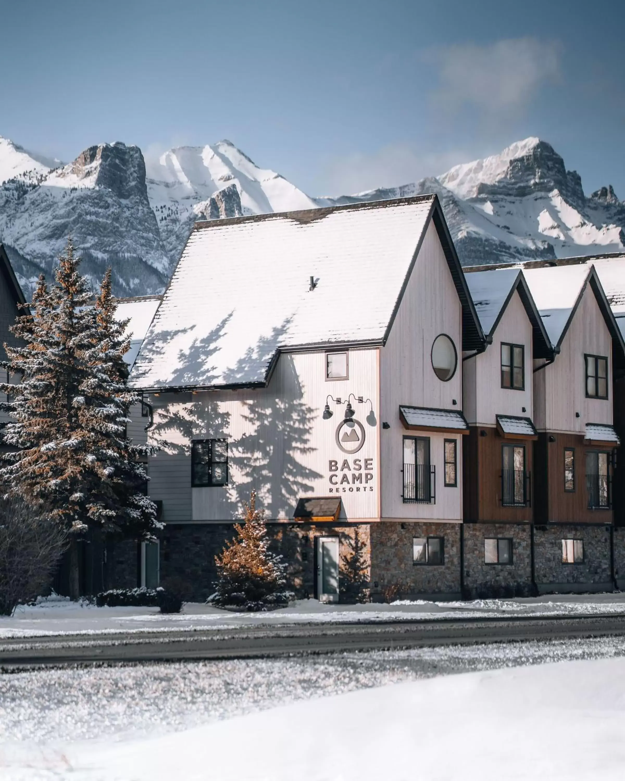Property building, Winter in Basecamp Resorts Canmore