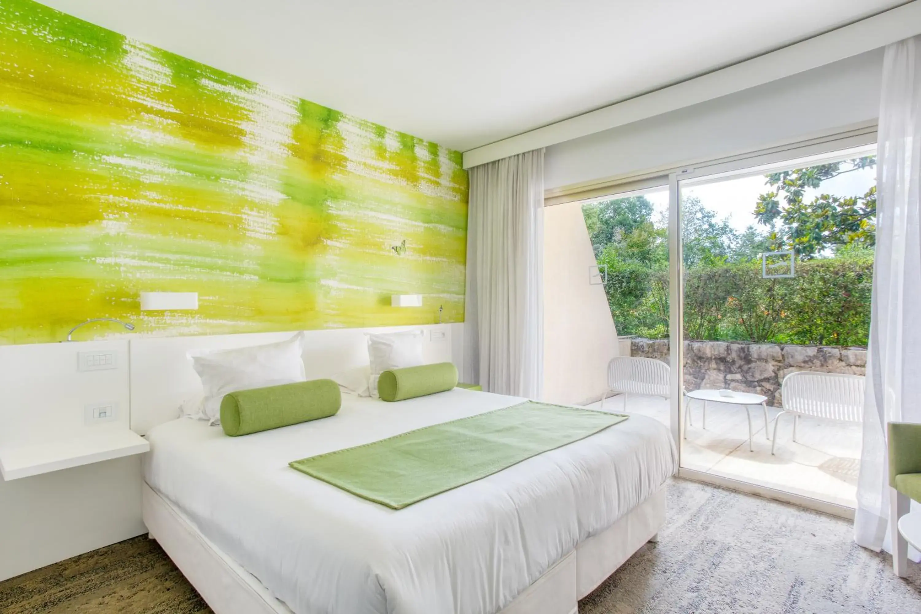 Natural landscape, Bed in Hotel Restaurant La Vague de Saint Paul & Spa