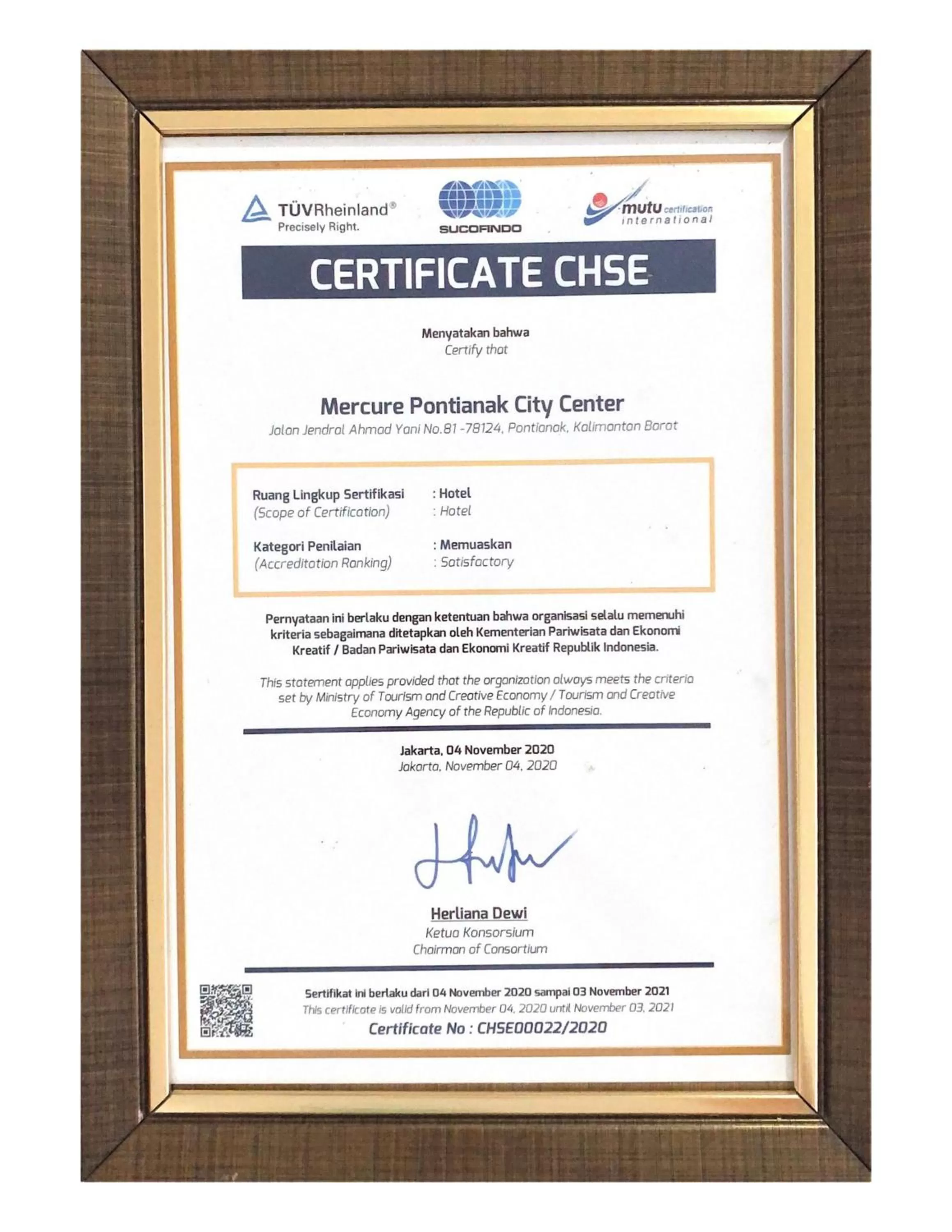 Logo/Certificate/Sign in Mercure Pontianak City Center