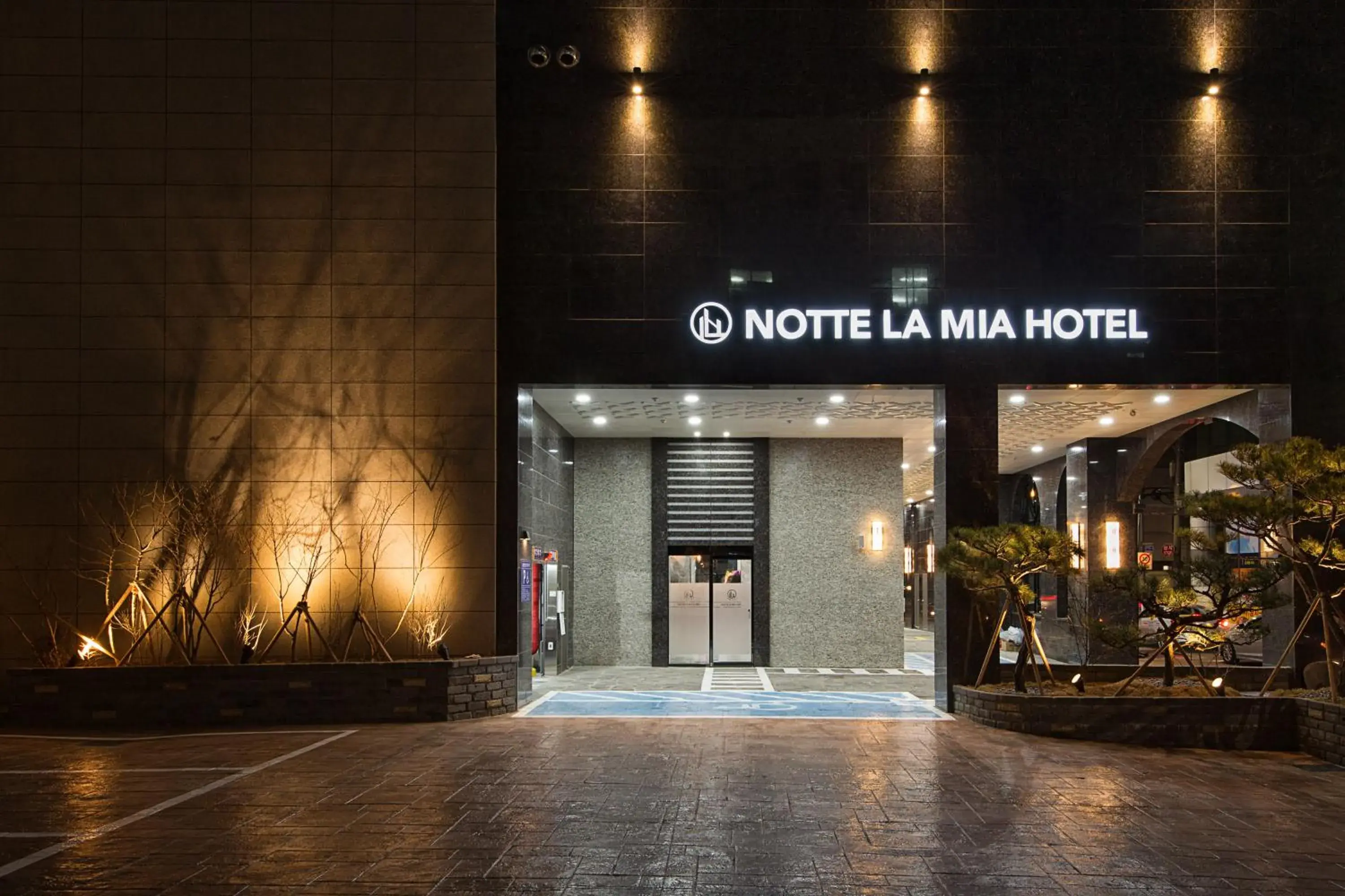 Facade/entrance in notte la mia