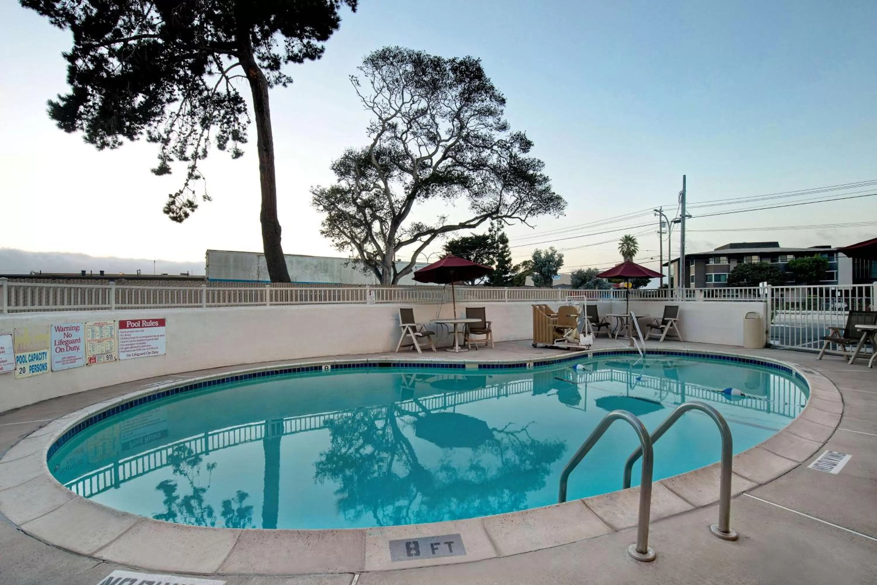 Pool view in Motel 6-Monterey, CA