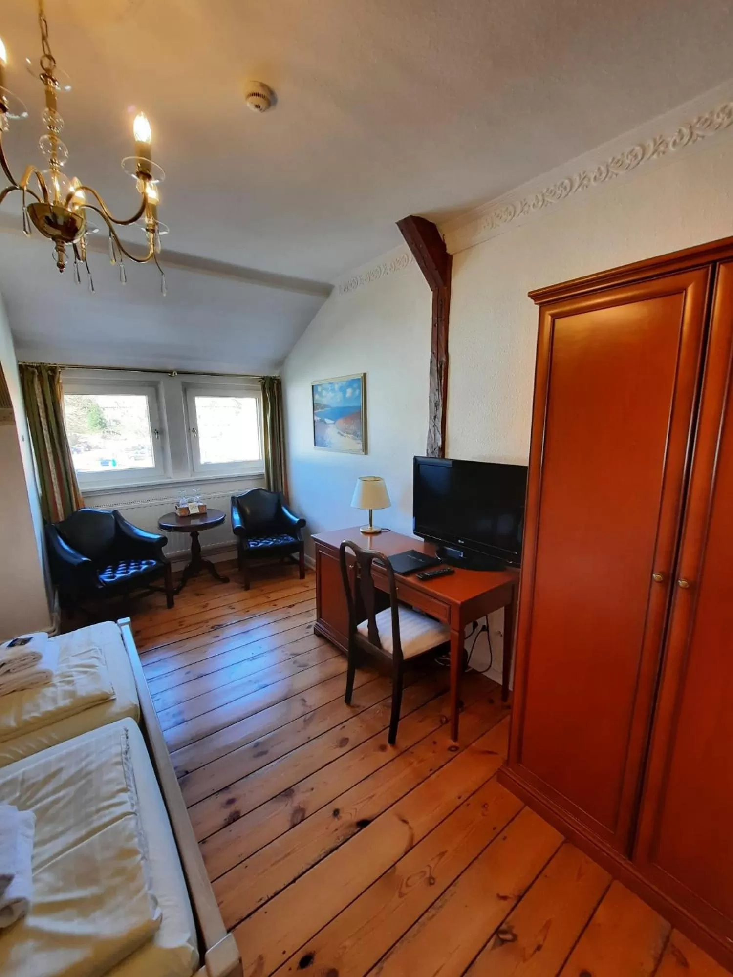 Seating area, Bed in Landhaus Bode