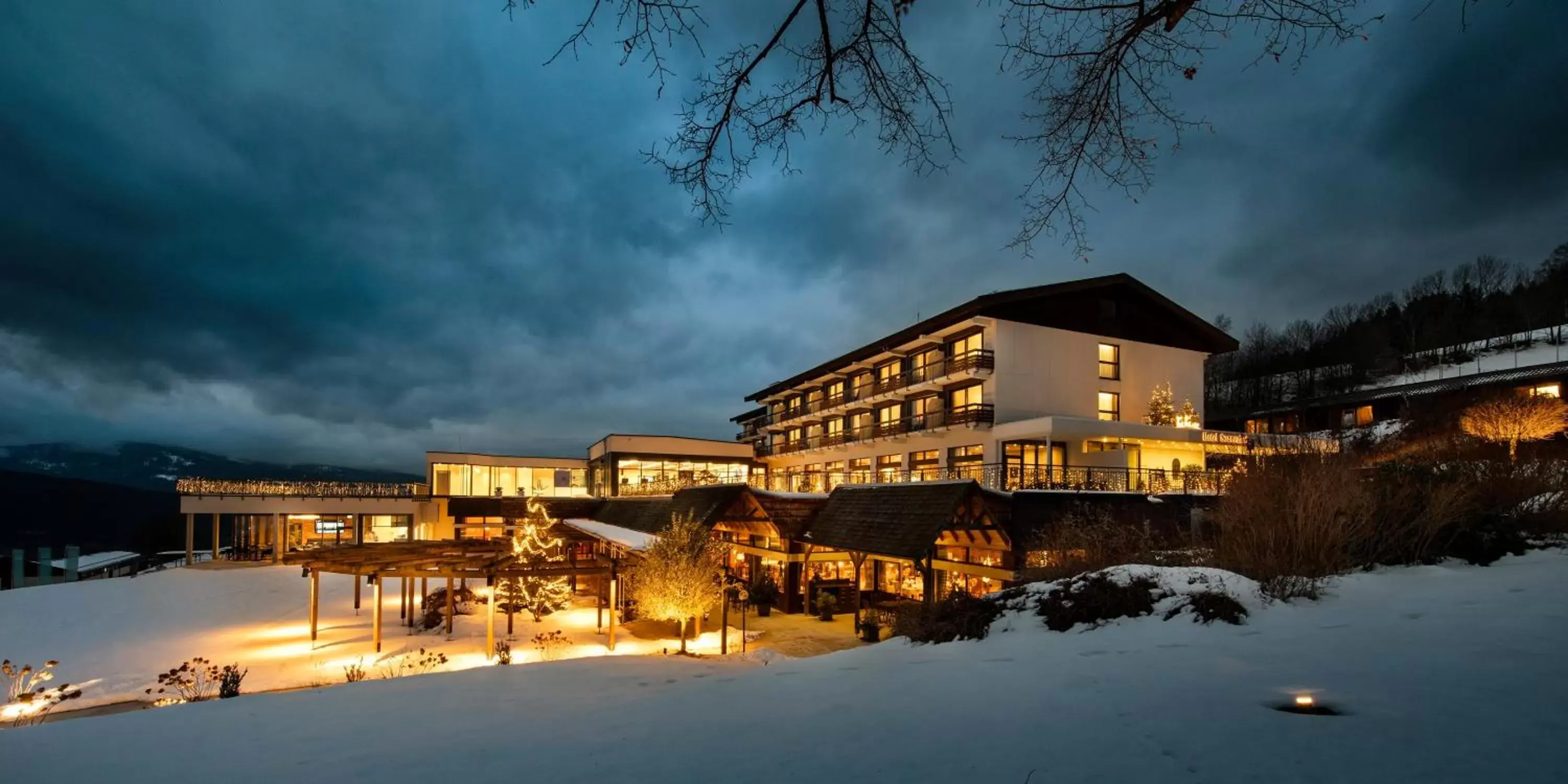 Facade/entrance, Winter in Hotel Sonnenhof Lam