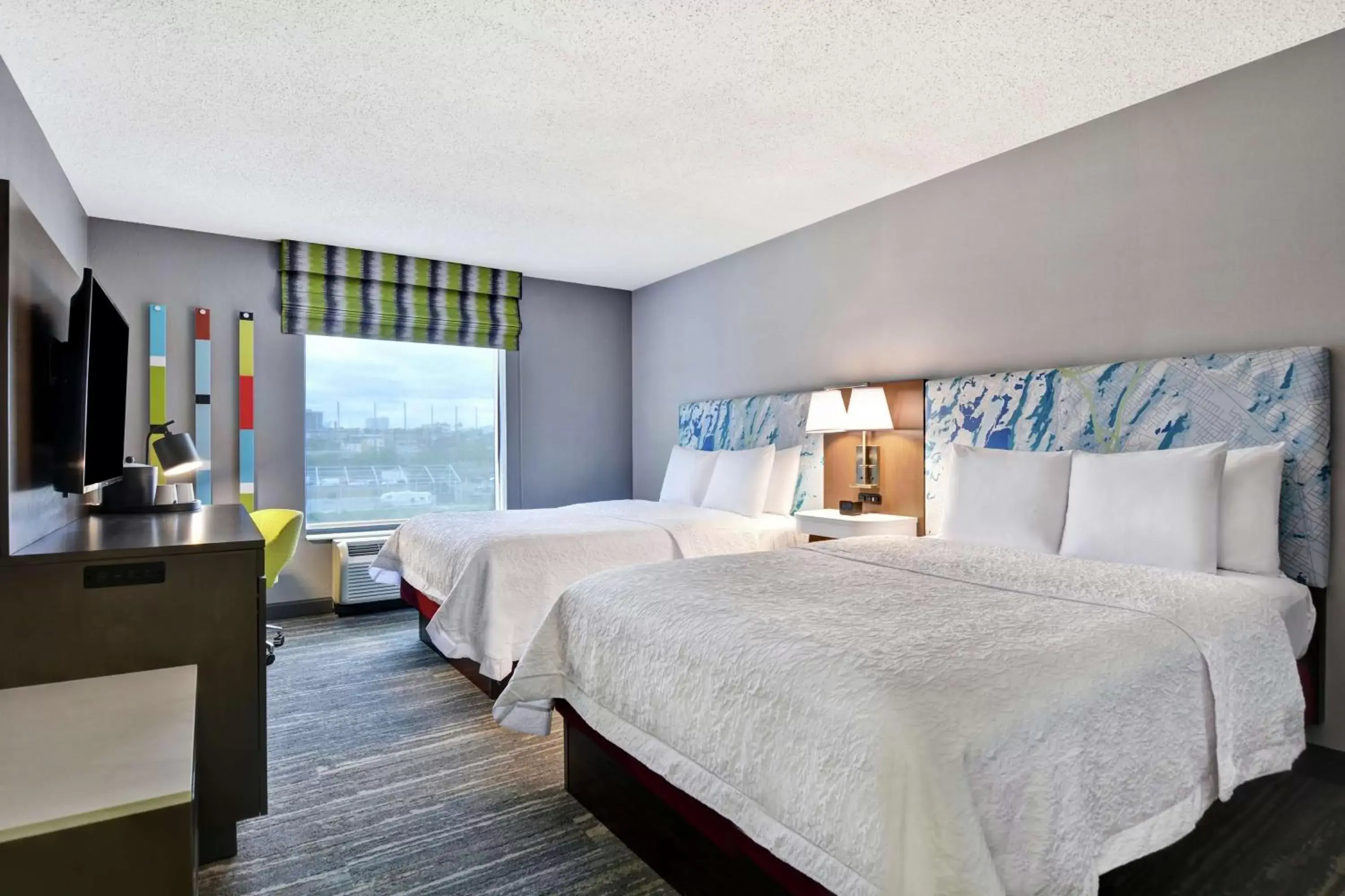 Queen Room with Two Queen Beds with Waterview in Hampton Inn & Suites Newark-Harrison-Riverwalk