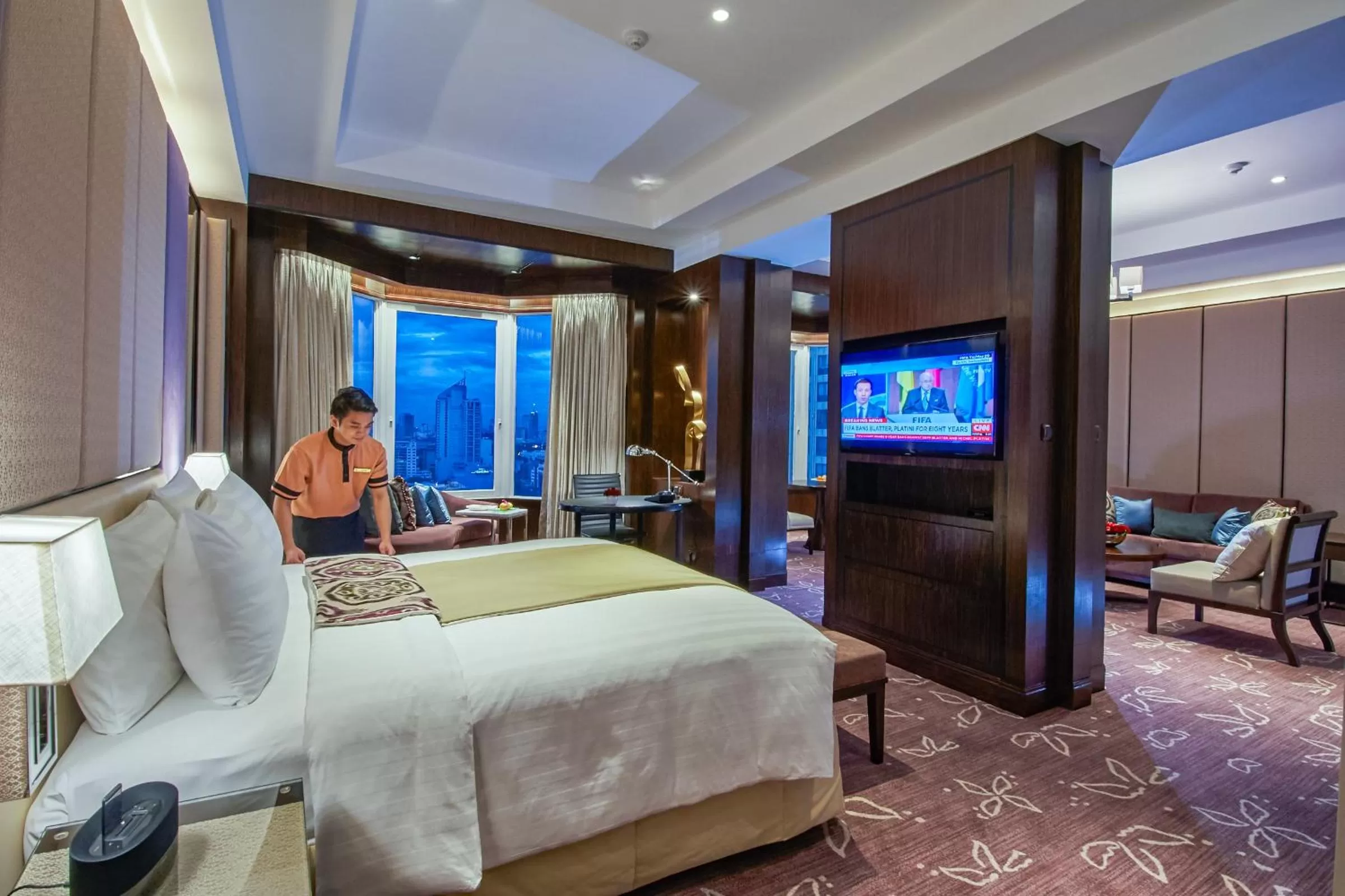 Staff, Bed in Diamond Hotel Philippines