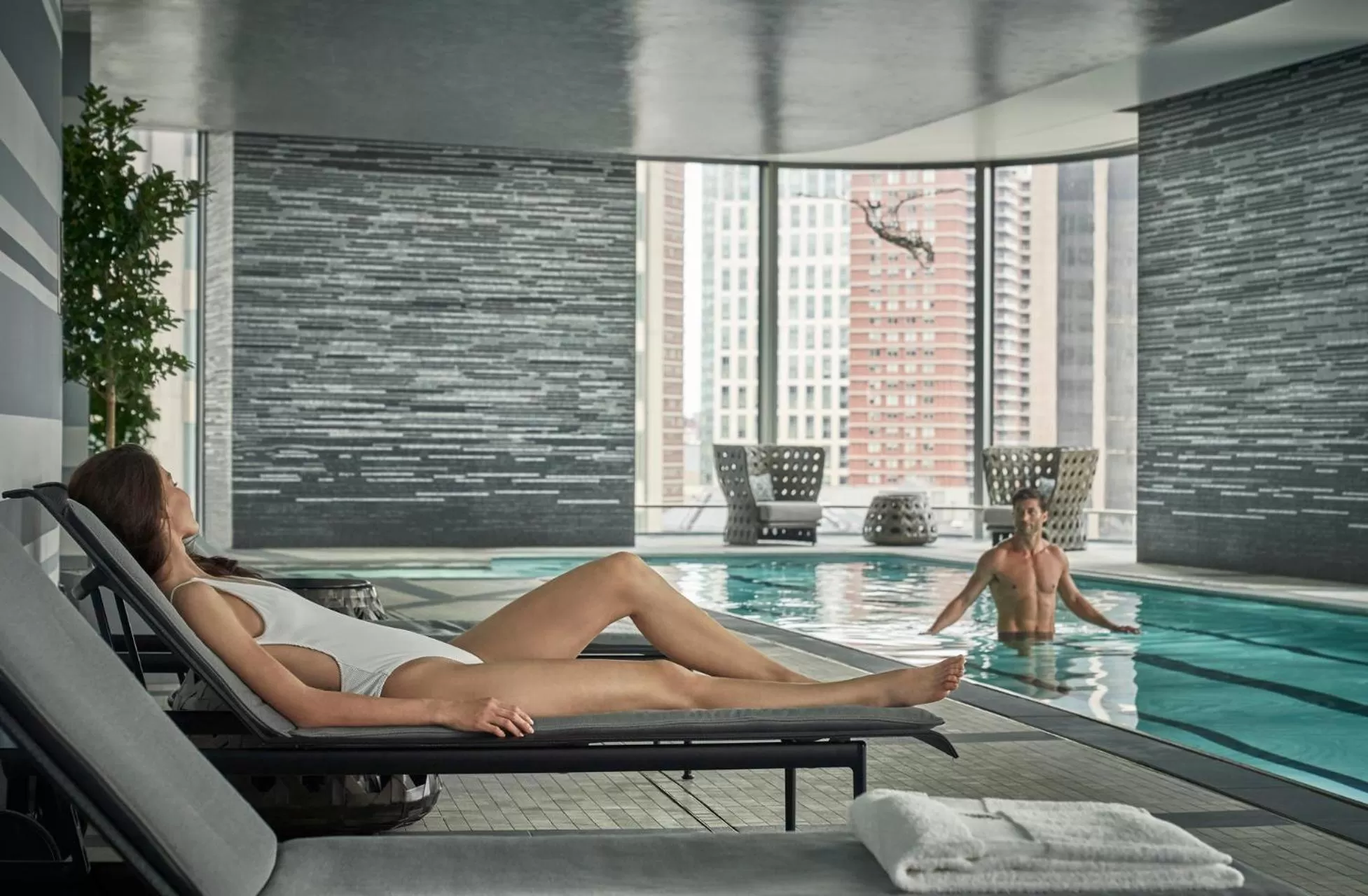 Swimming pool in Four Seasons Hotel One Dalton Street, Boston