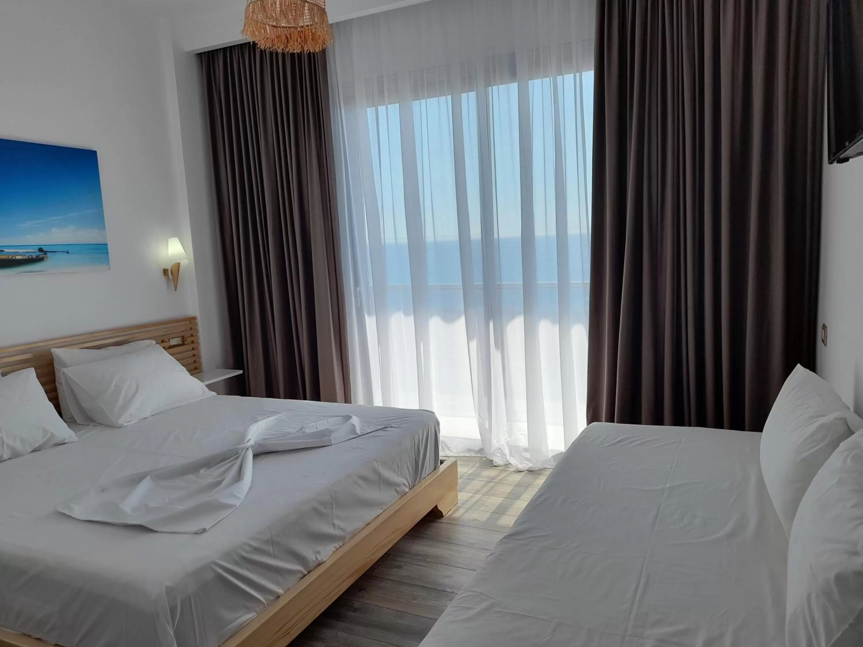 Bed in Anxhelos Hotel