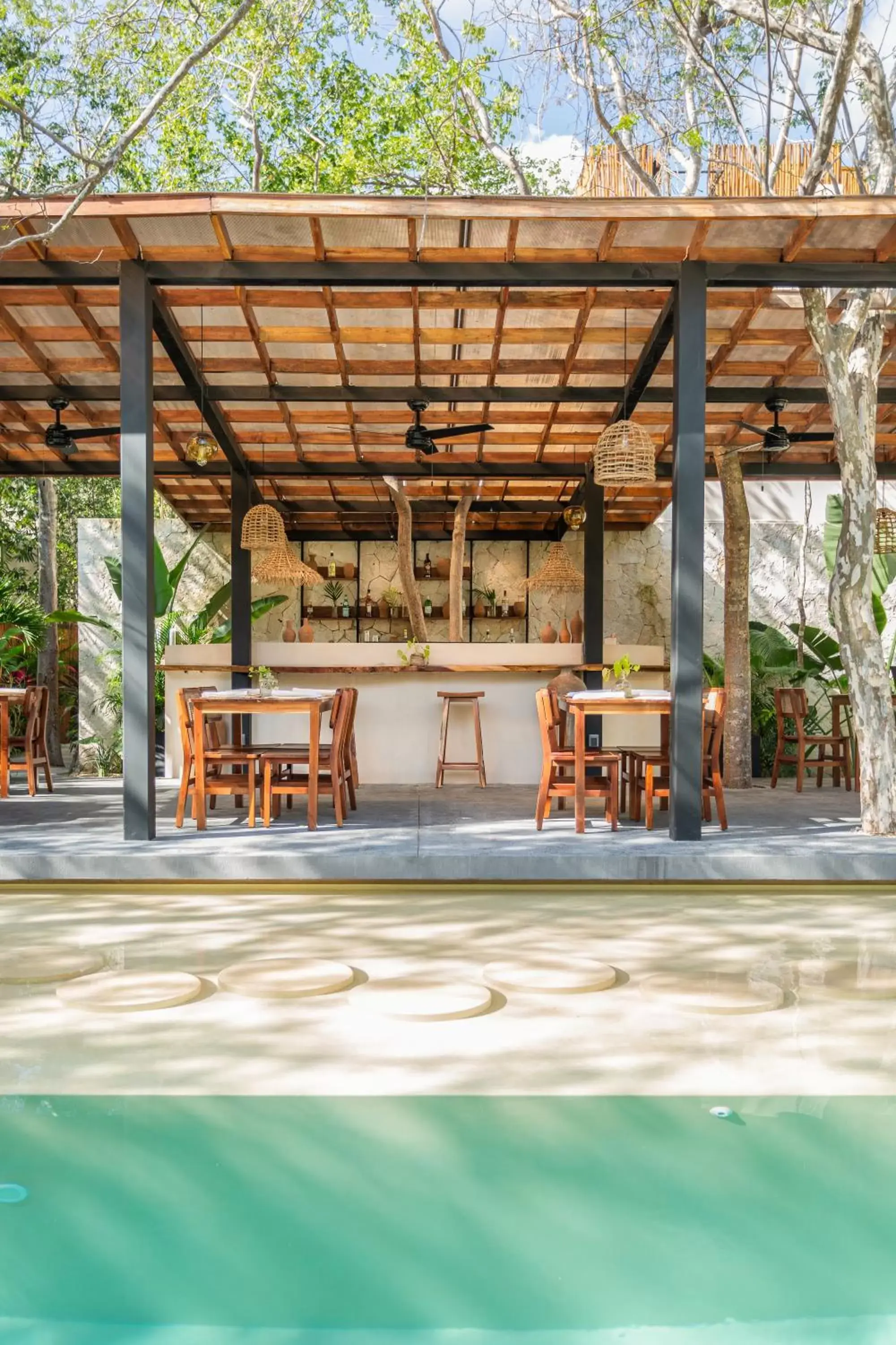 Dining area in Atman Residences Tulum Hotel