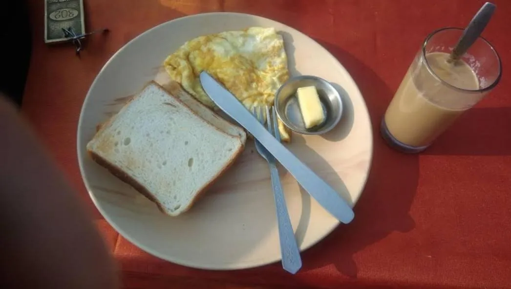 Breakfast in Hotel Sita (place on the heritage ghats of benaras)