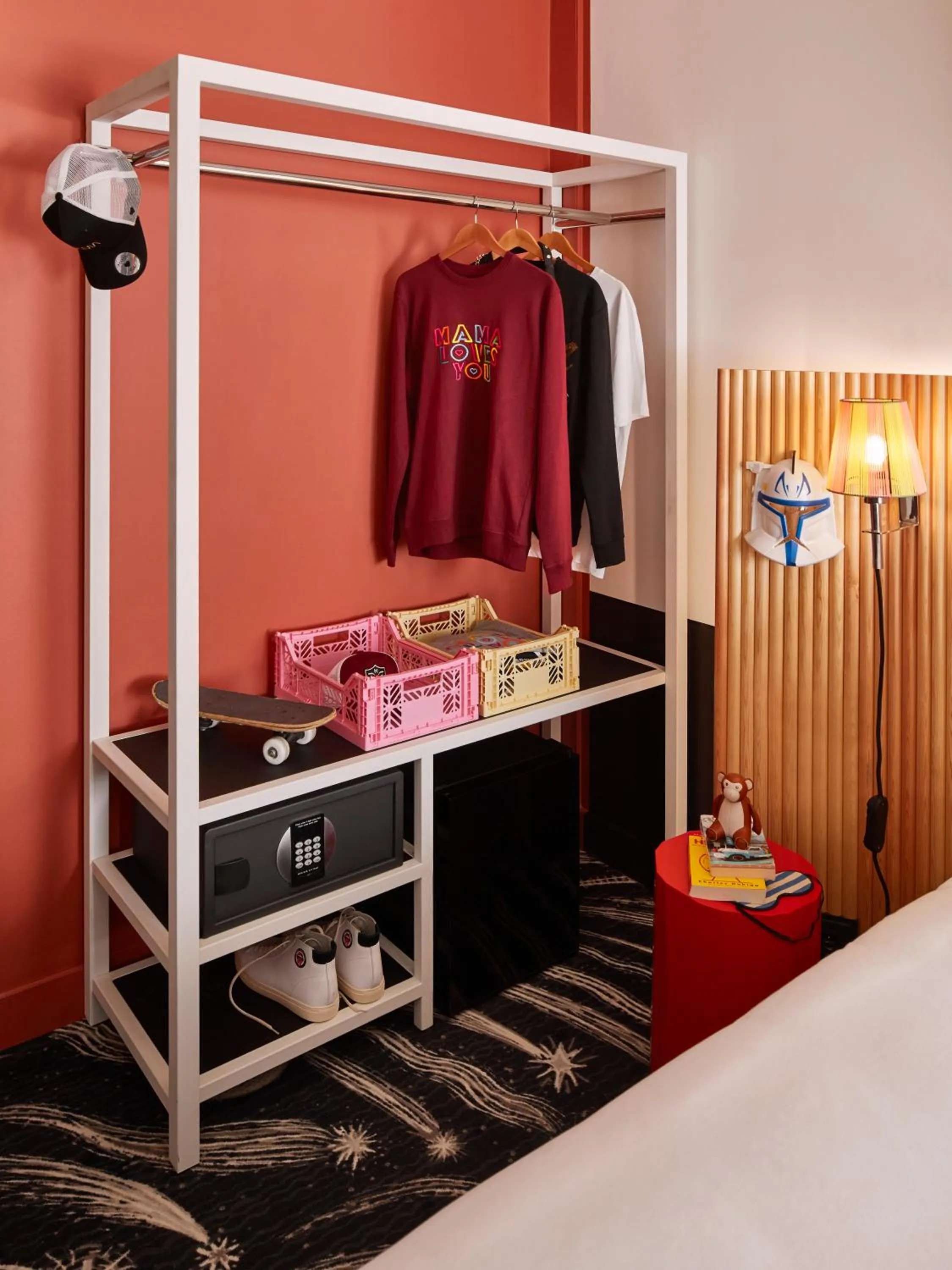 Decorative detail, Bed in Mama Shelter Paris La Défense