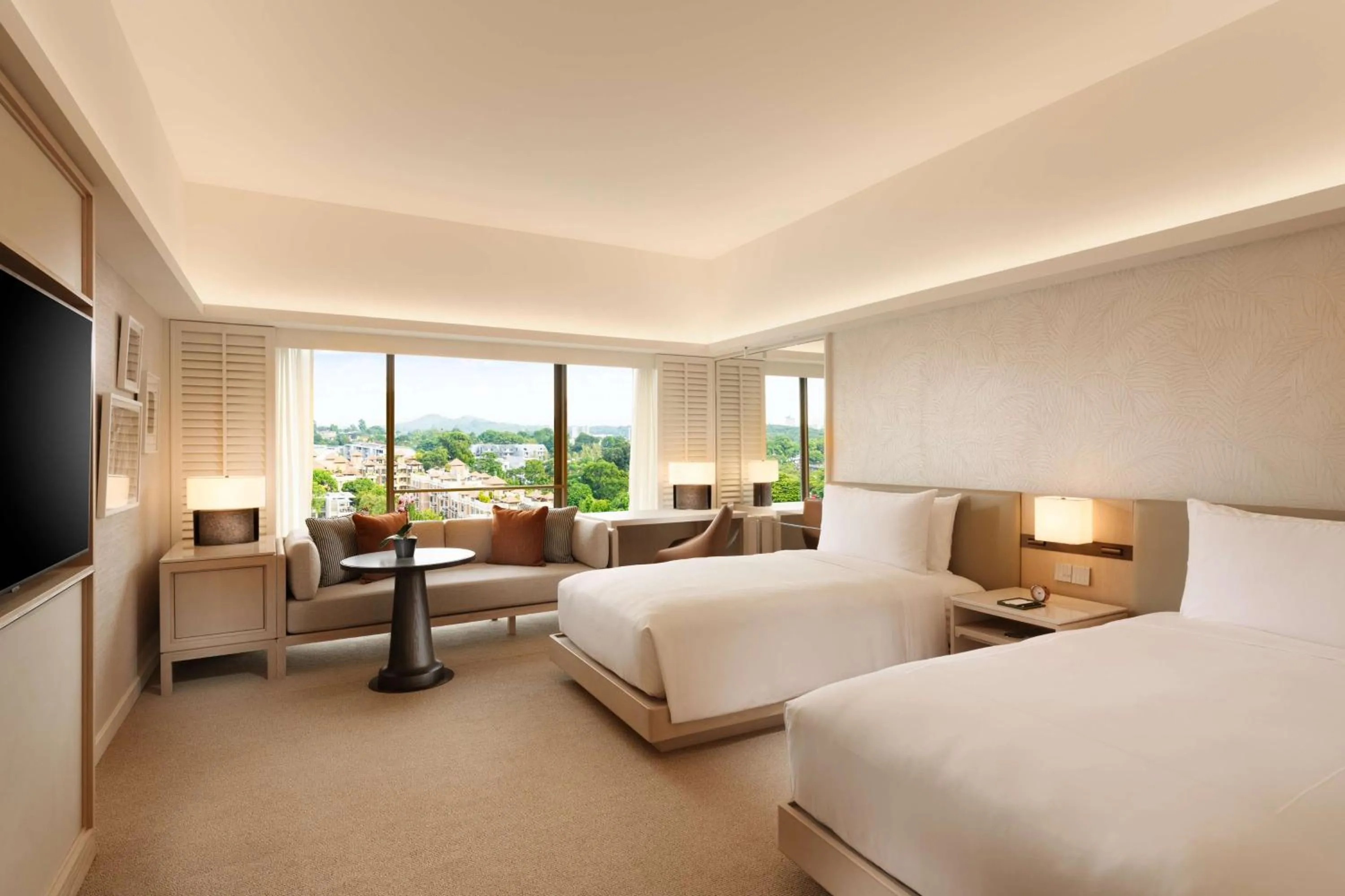 Living room, Bed in Conrad Singapore Orchard