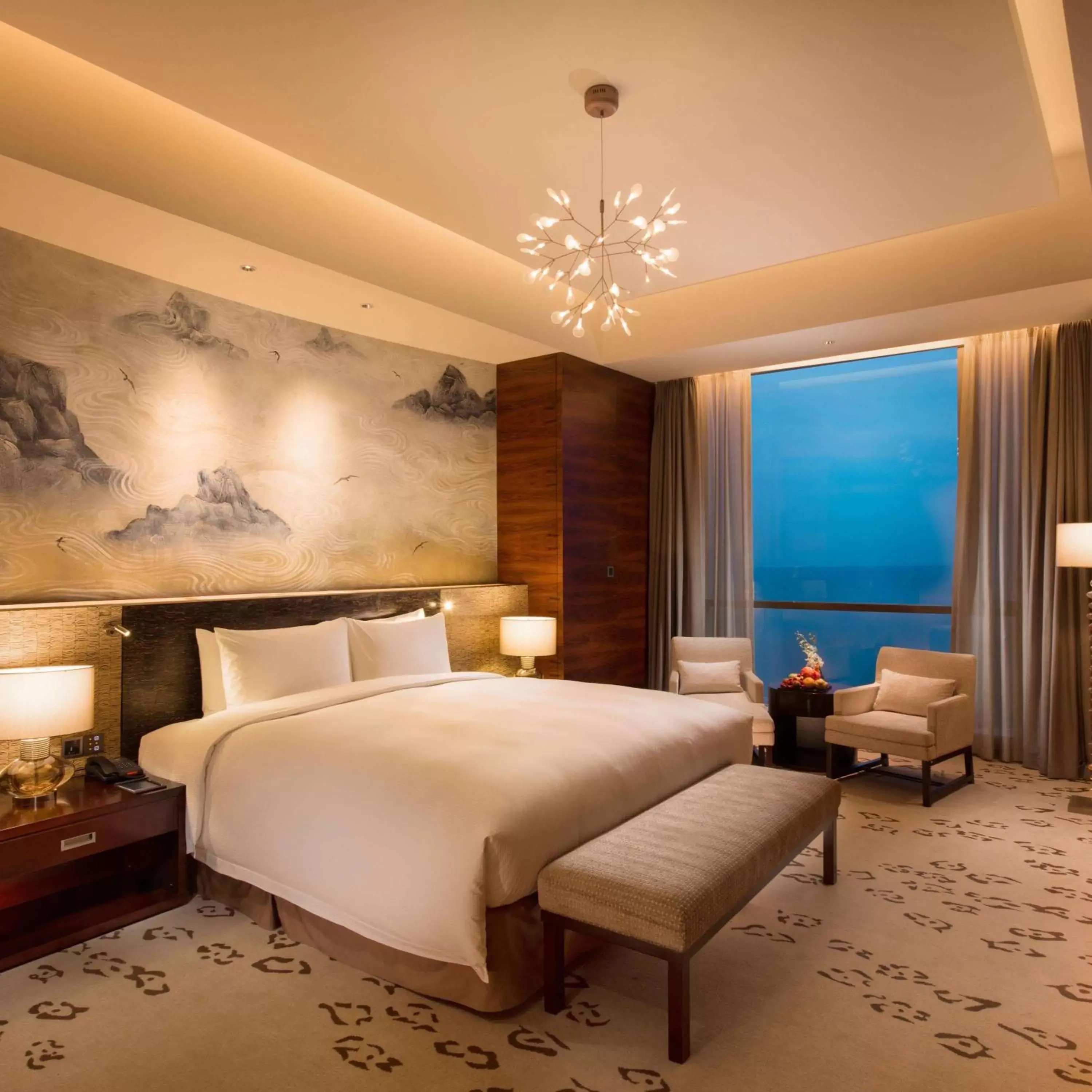 Bed in Hilton Yantai Golden Coast Bed in Hilton Yantai Golden Coast