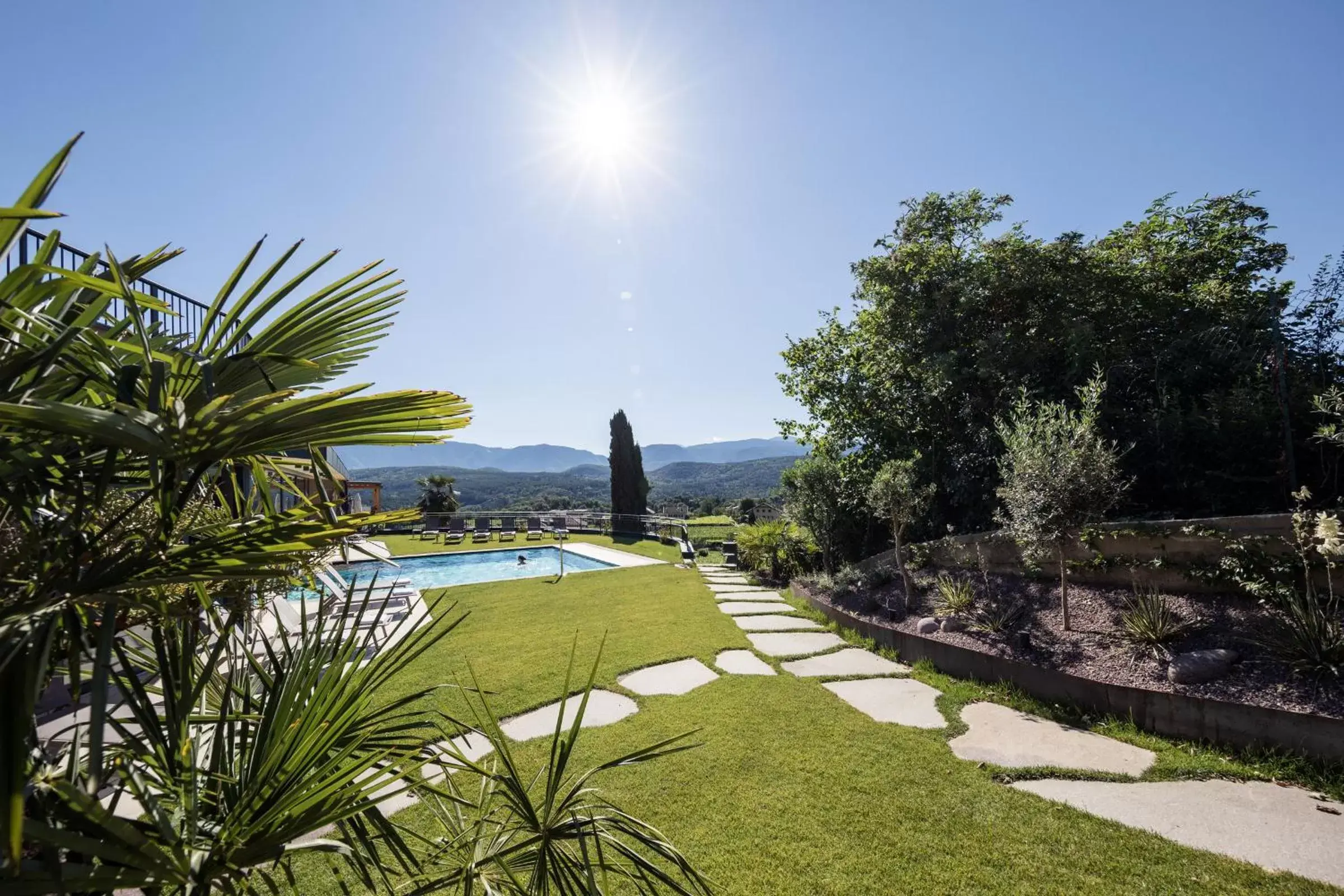 Garden, Swimming Pool in Hotel Torgglhof