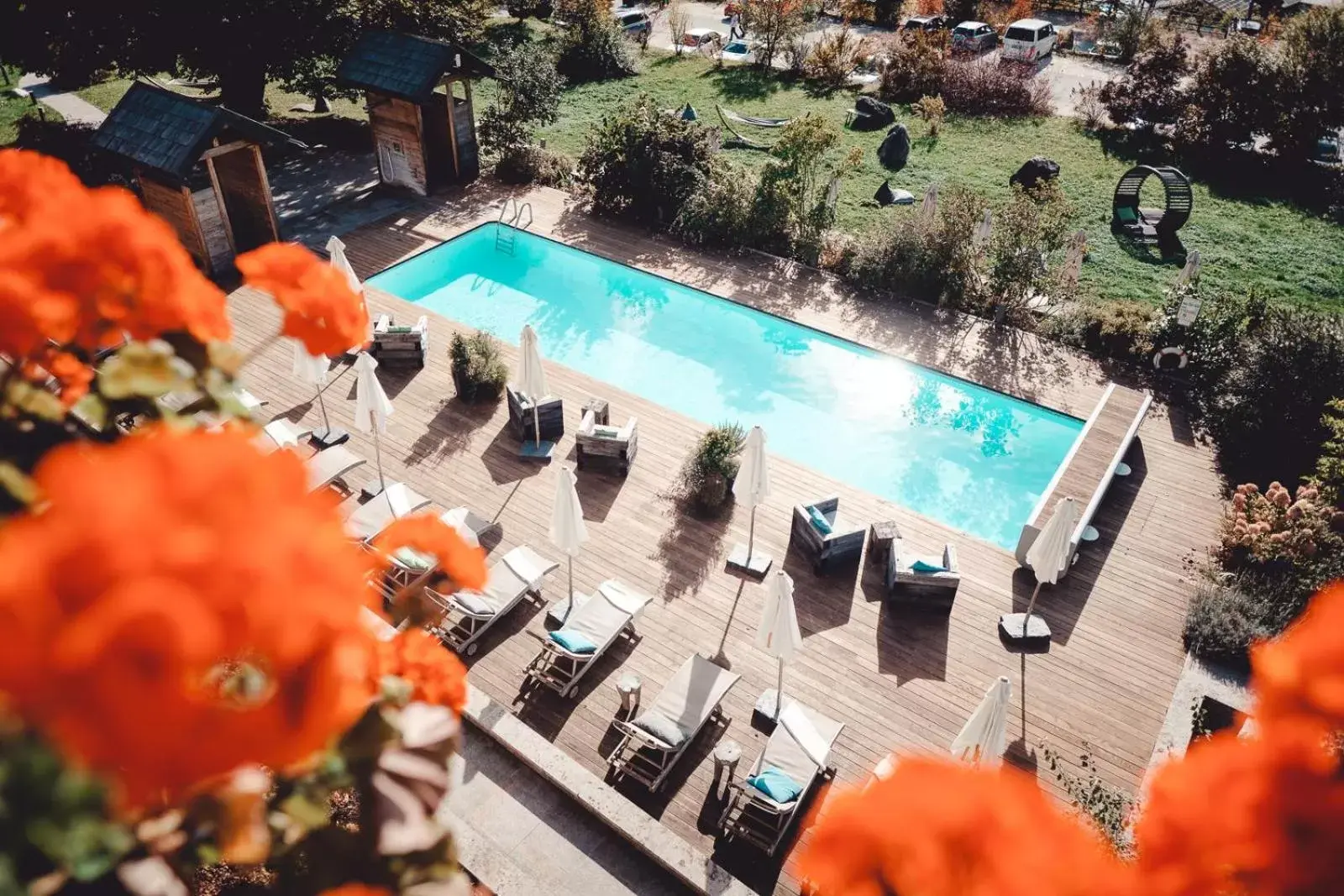 Bird's eye view, Pool View in Berghotel Rehlegg