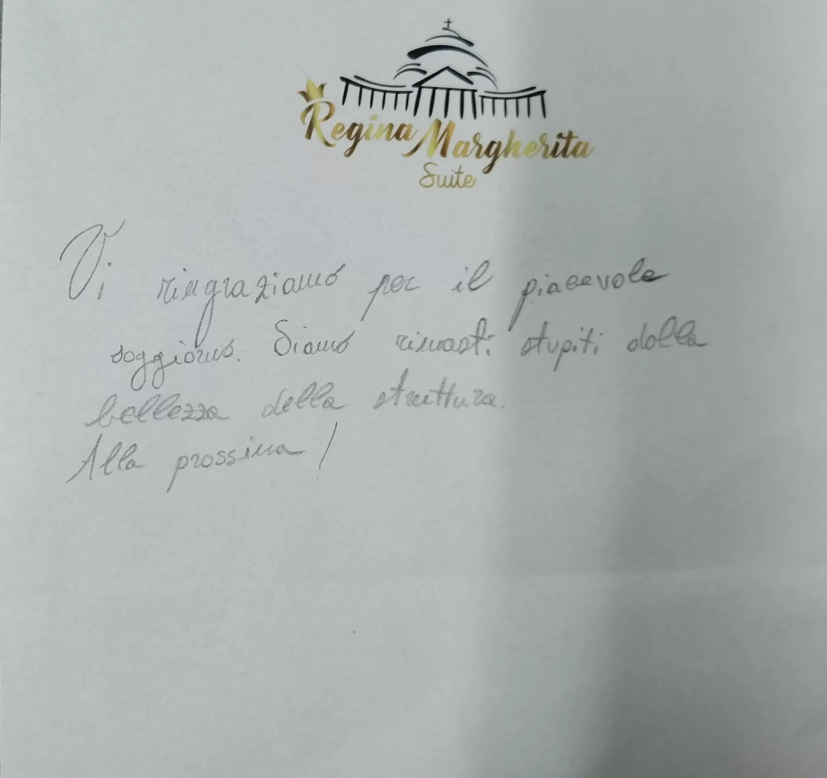 Certificate/Award in Regina Margherita Suite