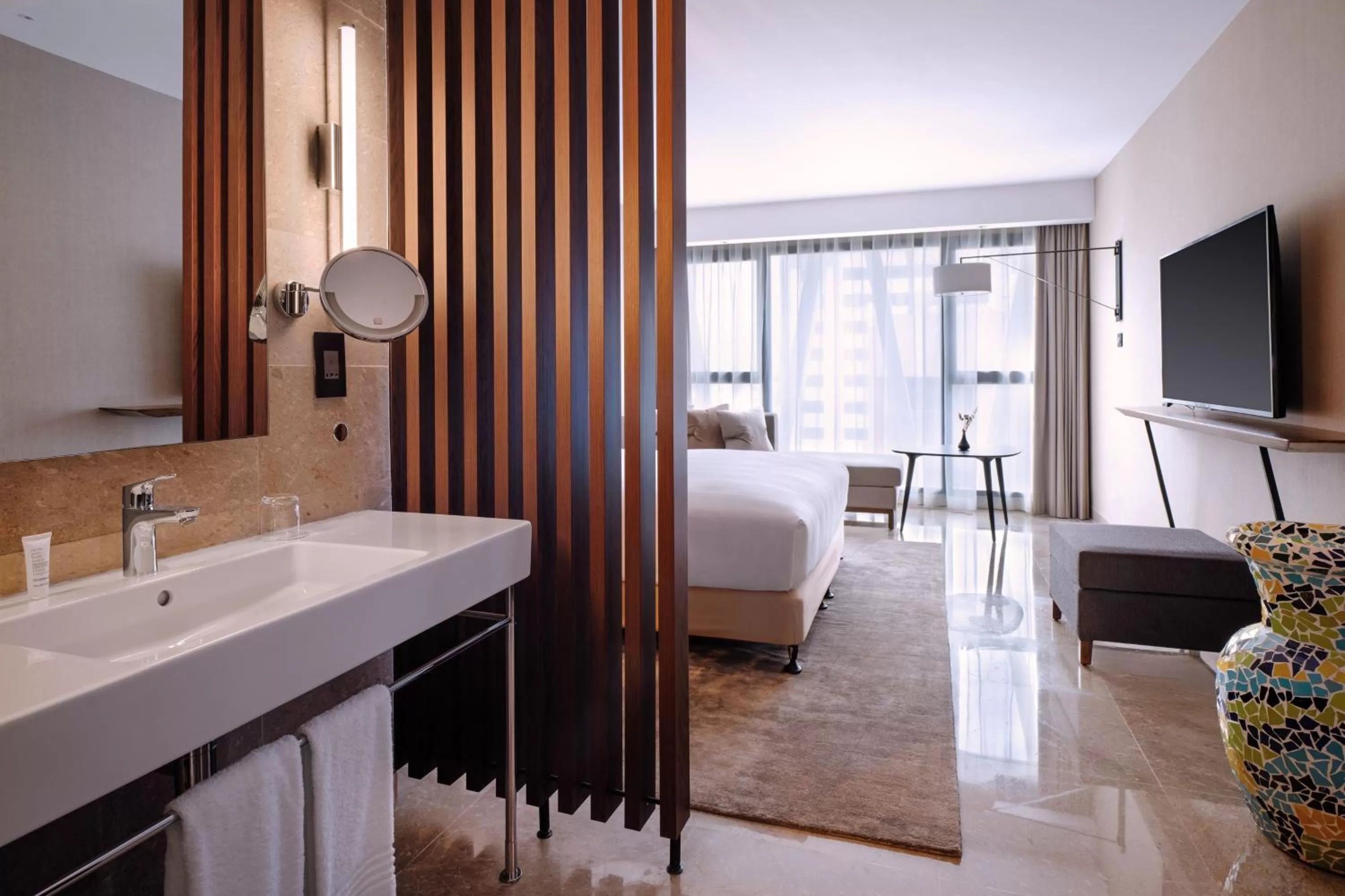 Photo of the whole room, Bed in Tunis Marriott Hotel