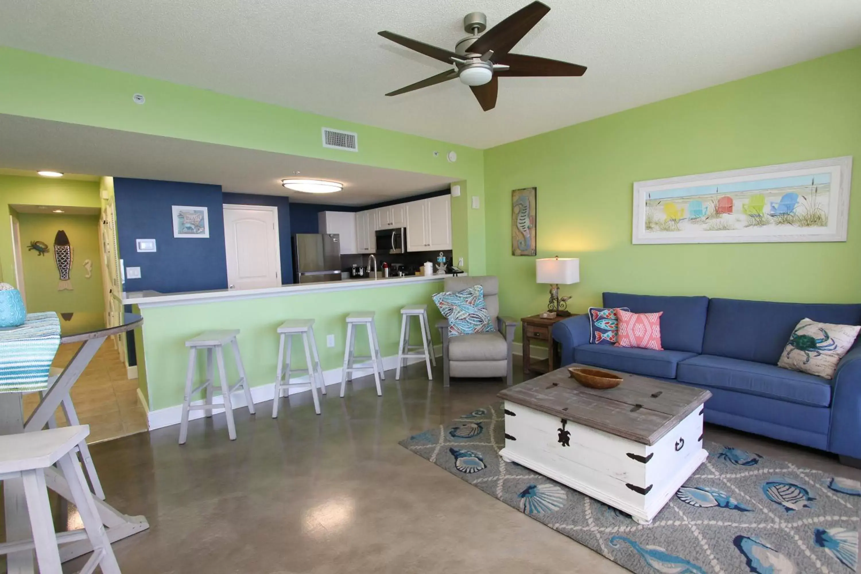 Living room in Majestic Beach Resort, Panama City Beach, Fl