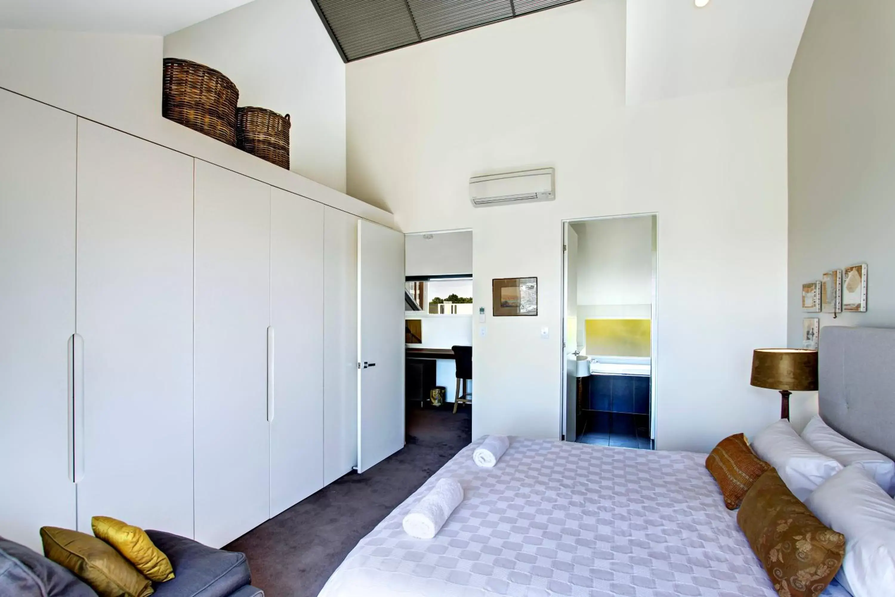 Bedroom, Bed in Byron Butter Factory Apartments