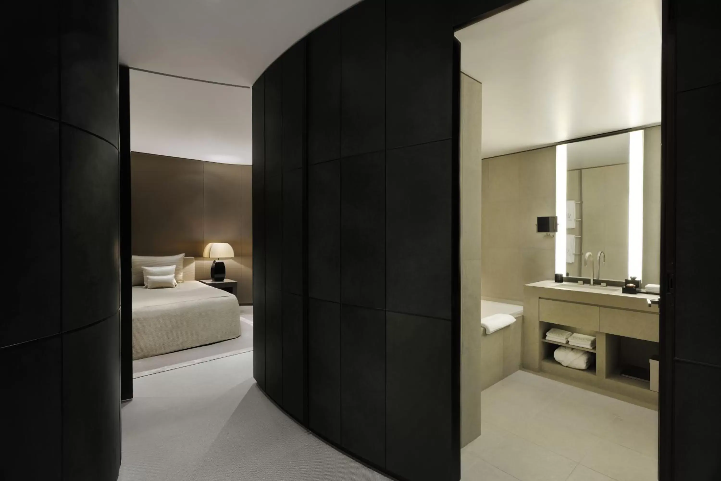 Bedroom, Bathroom in Armani Hotel Dubai
