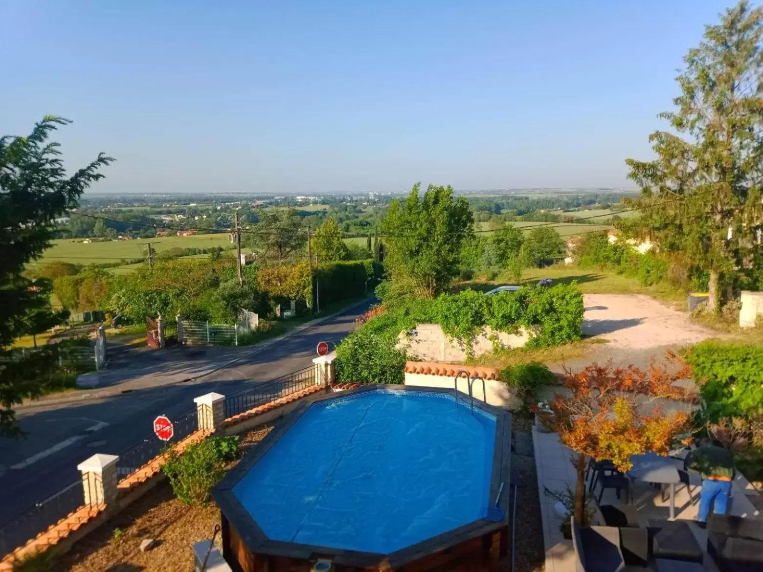 View (from property/room), Pool View in Manoir Le Cristal - Futuroscope a petit prix , grandes chambres familiales 5-6 personnes ,