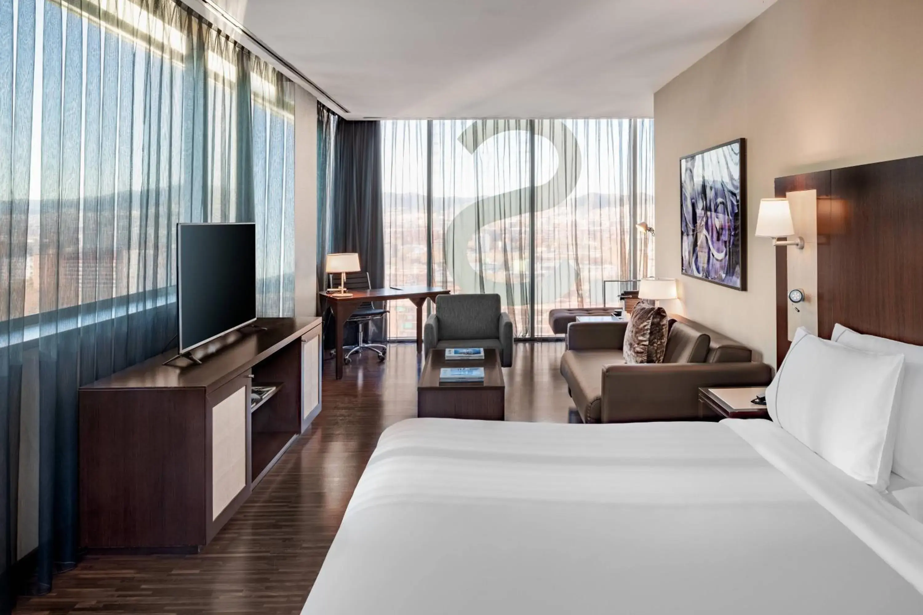 Bedroom, TV/Entertainment Center in AC Hotel Barcelona Fórum by Marriott
