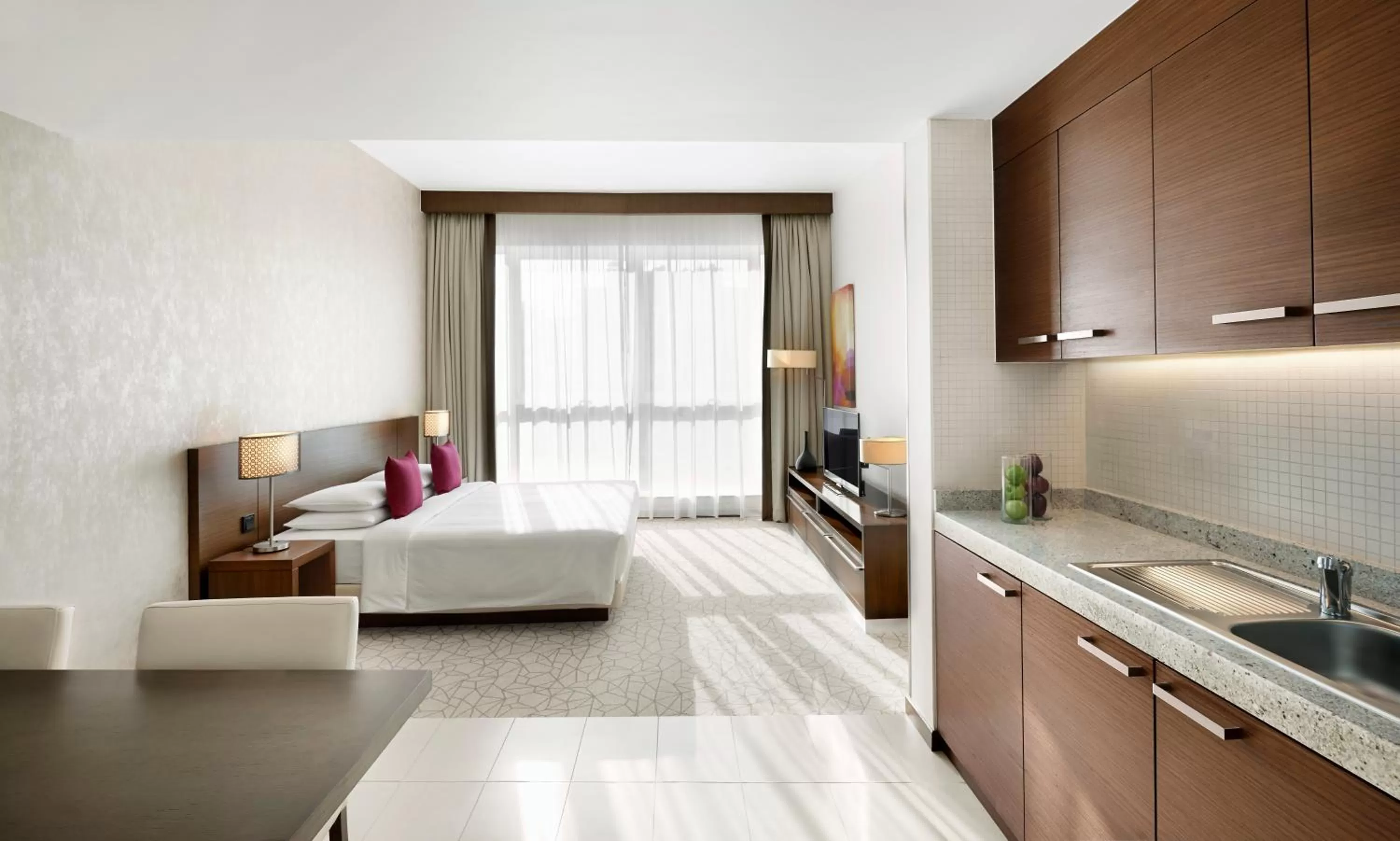 Bedroom, Kitchen/Kitchenette in Hyatt Place Dubai Al Rigga Residences