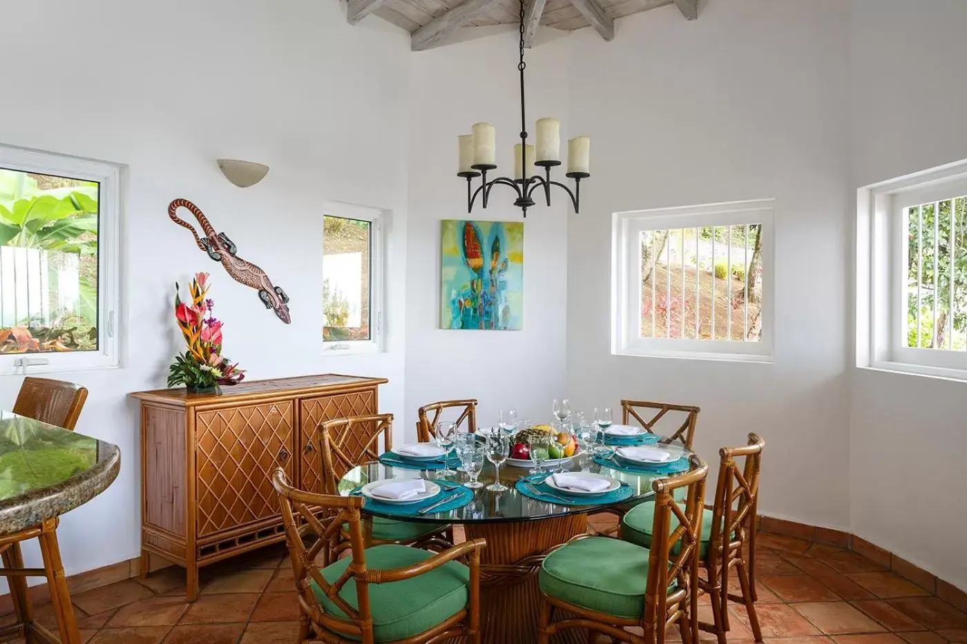 Dining Area in Windjammer Landing Villa Beach Resort