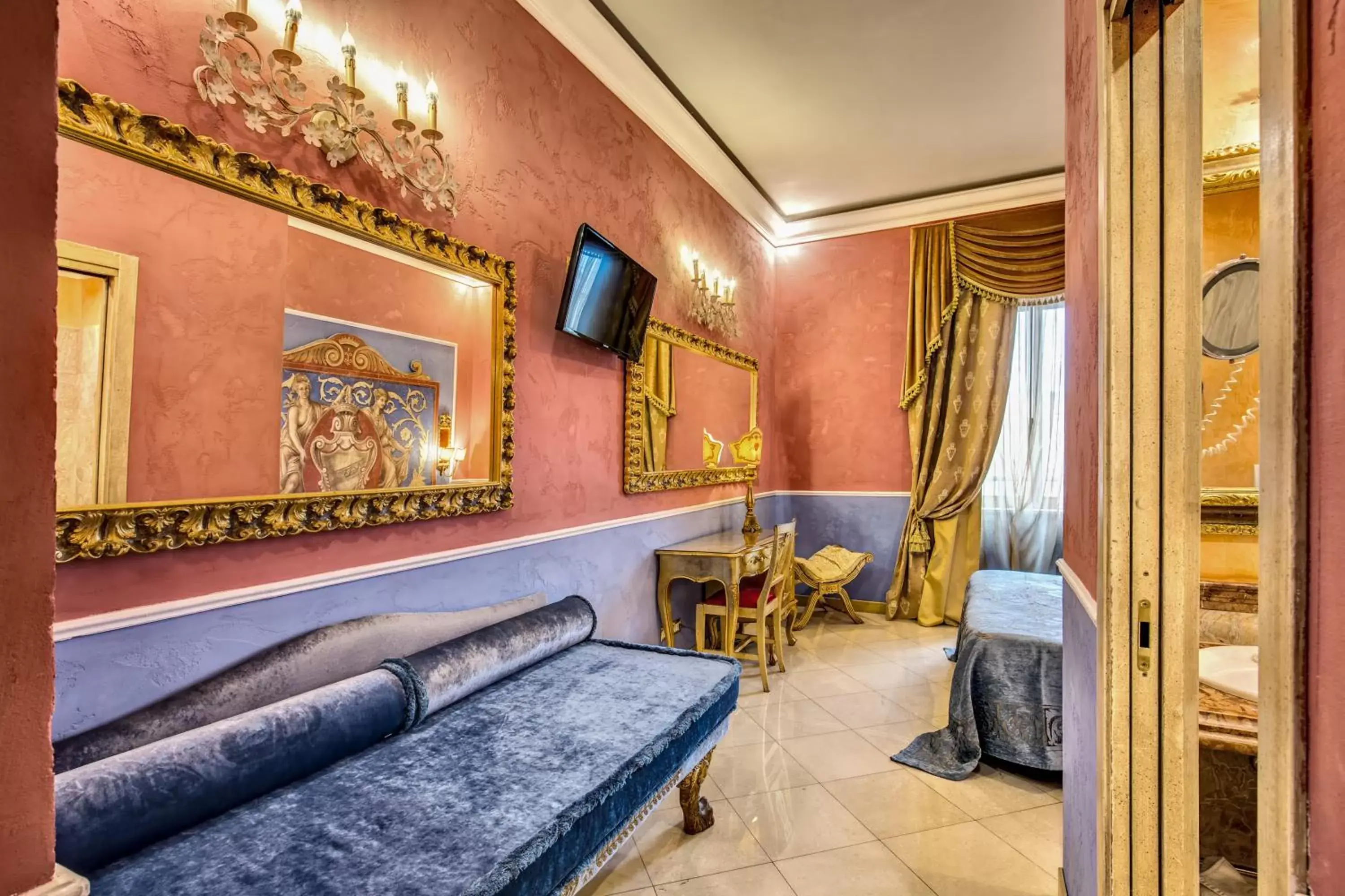Bed, Seating Area in Romanico Palace Luxury Hotel & SPA