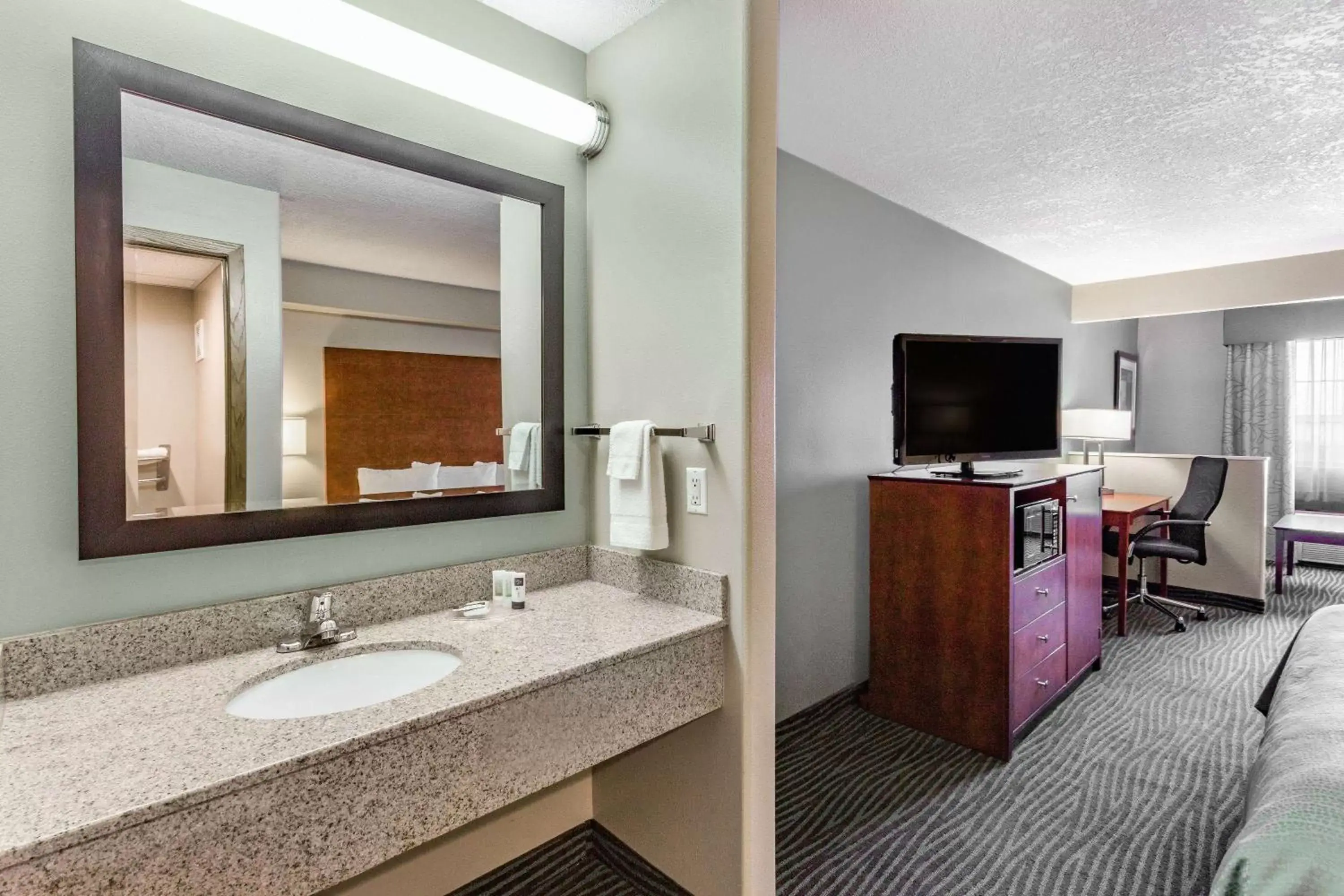 Bathroom in AmericInn by Wyndham Des Moines Airport